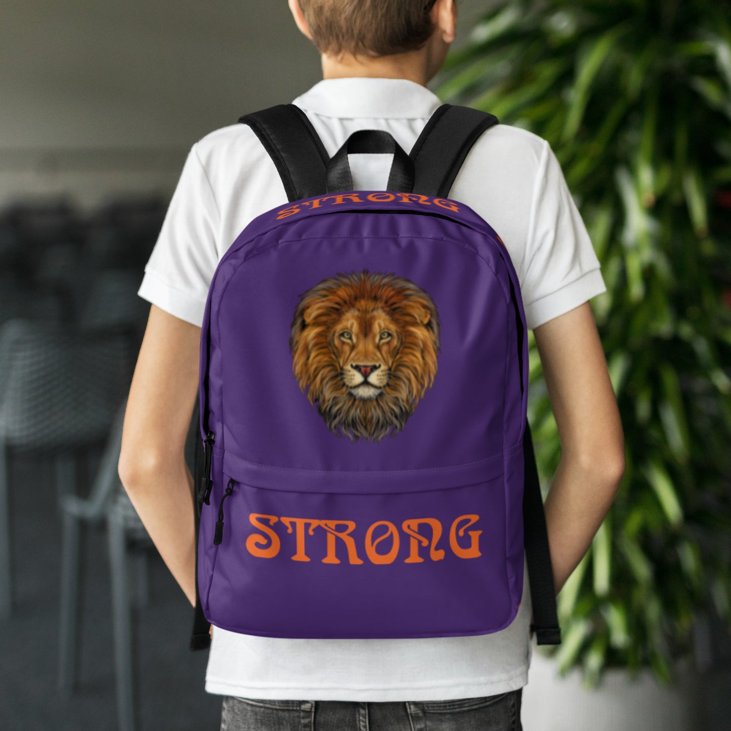 “STRONG”Purple Backpack W/Orange Font