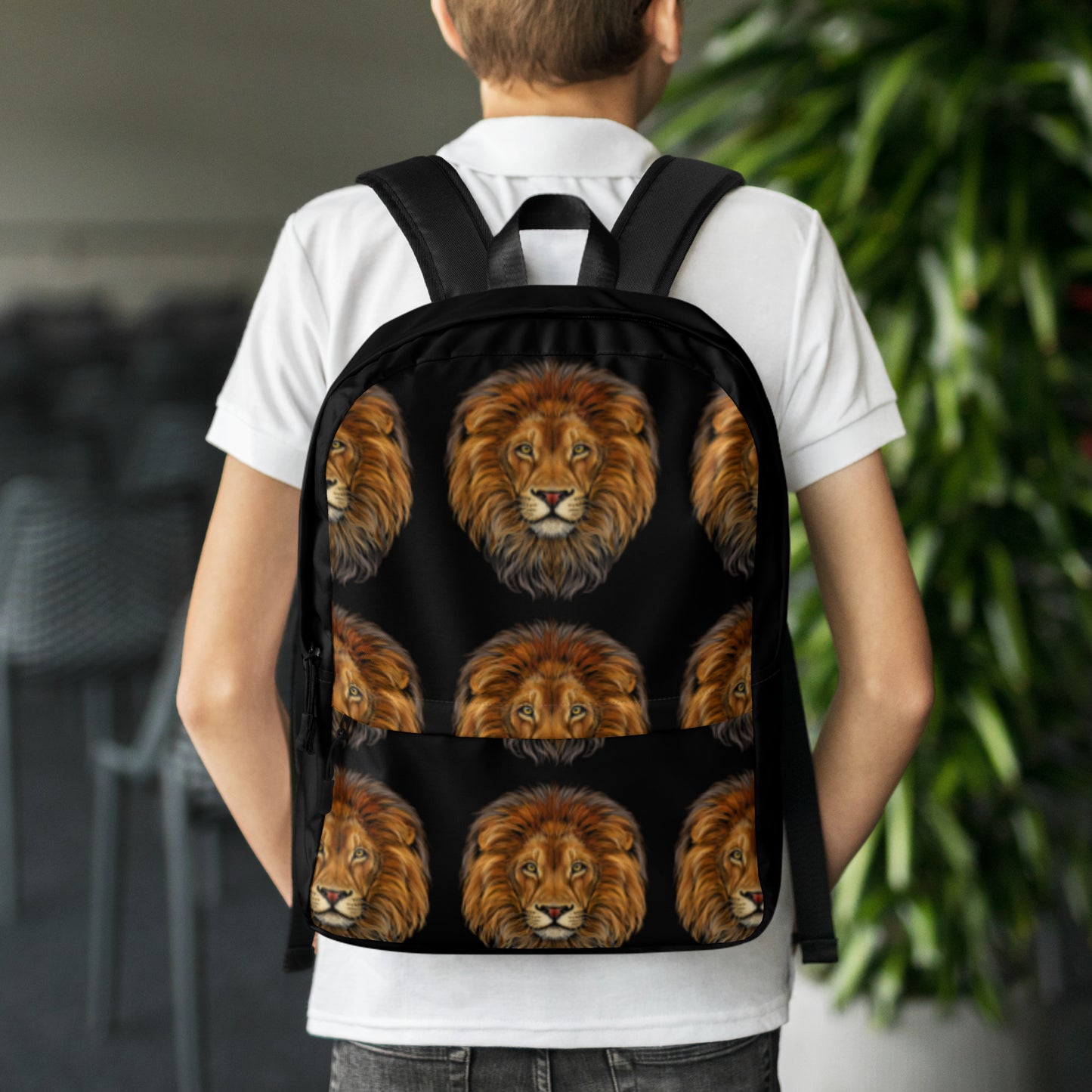 “LION” Black Backpack