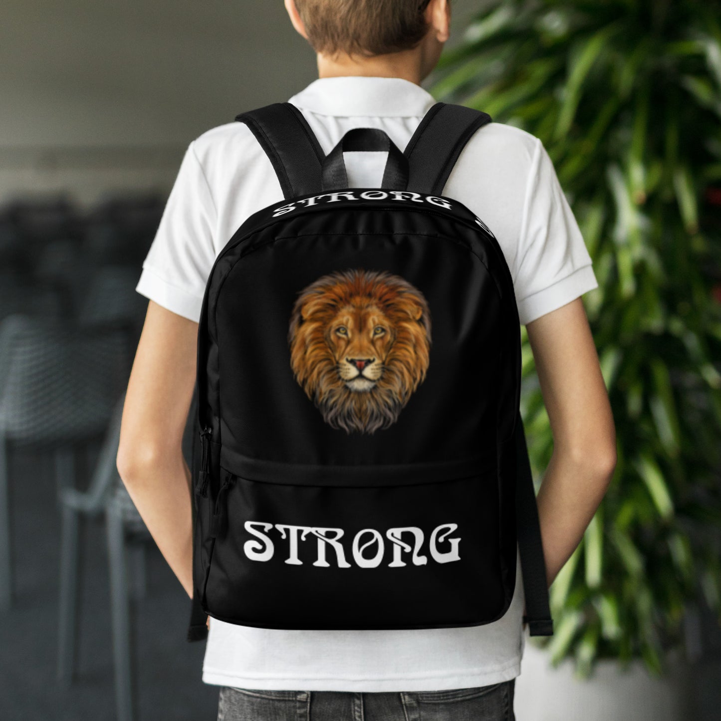 “STRONG” Black Backpack W/White Font