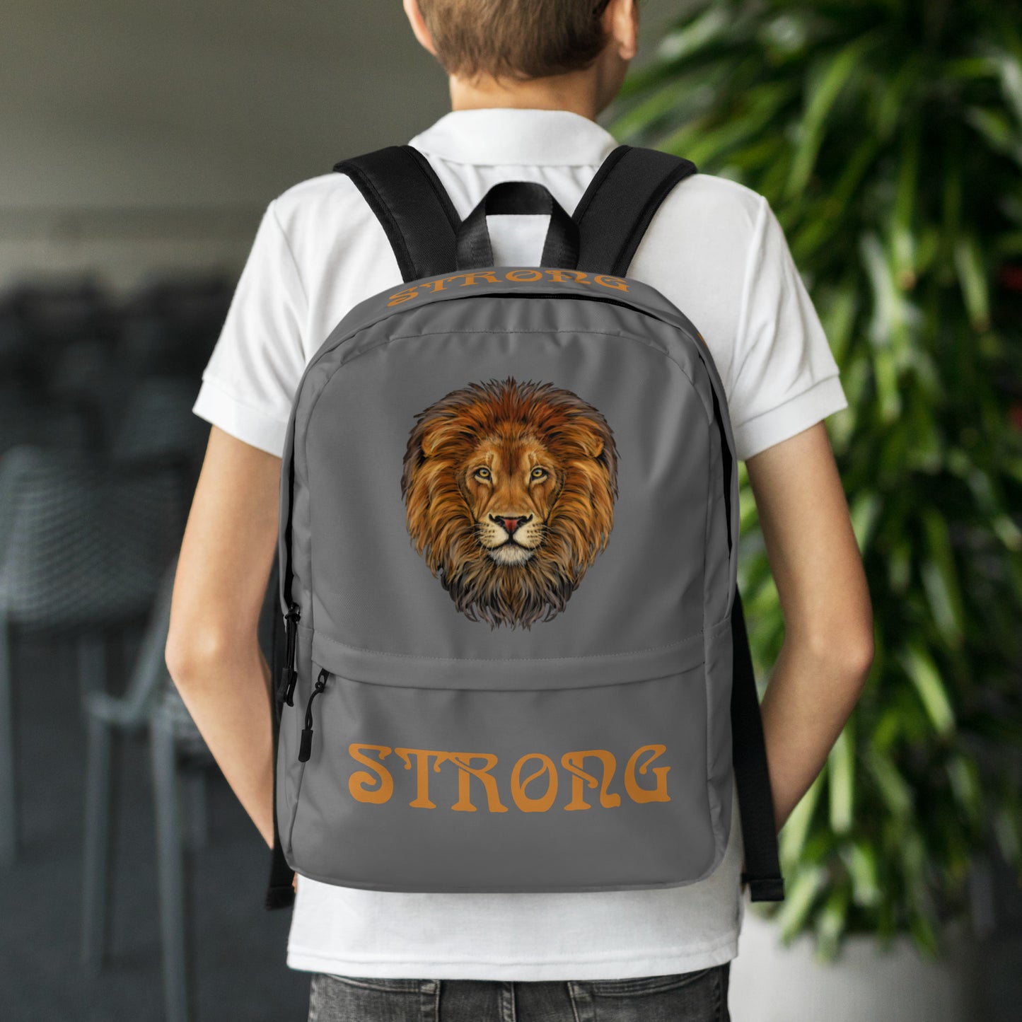 “STRONG” Grey Backpack W/Bronze Font