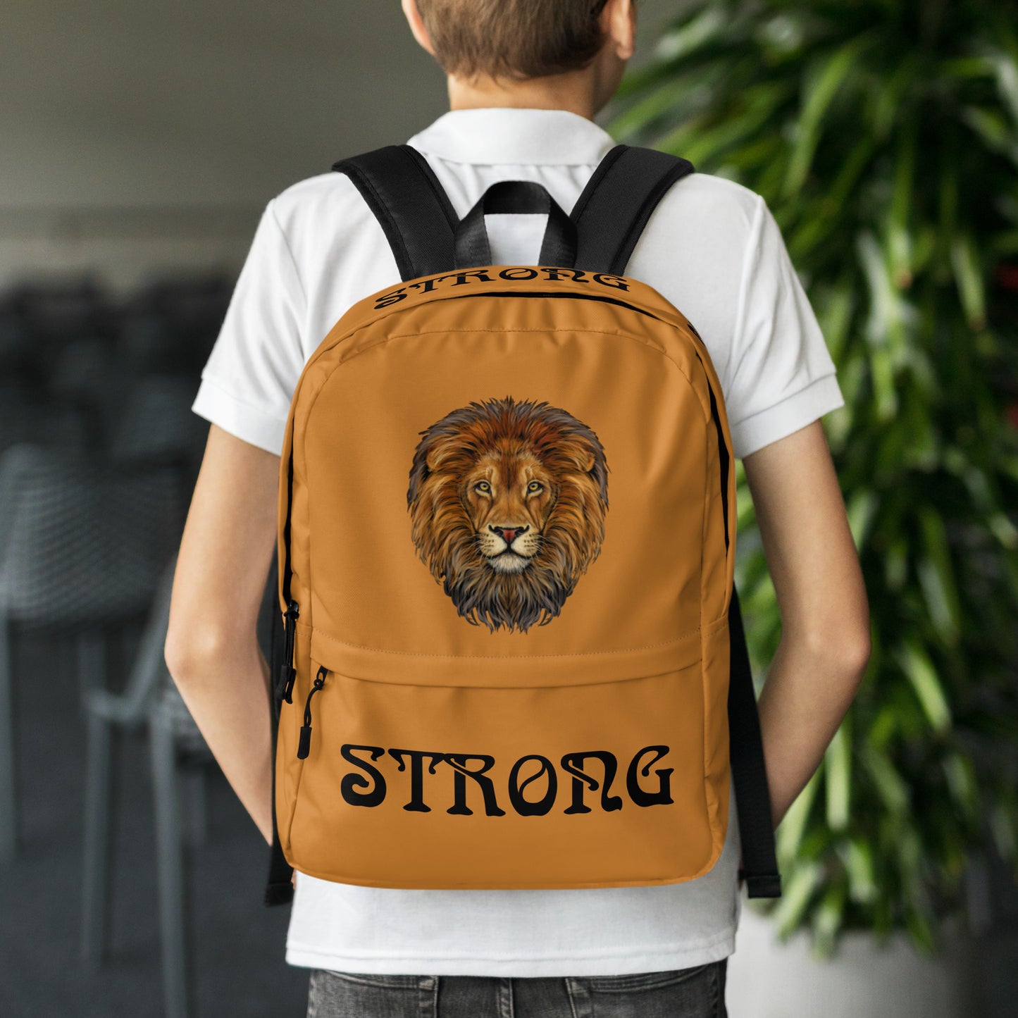 “STRONG” Bronze Backpack W/Black Font
