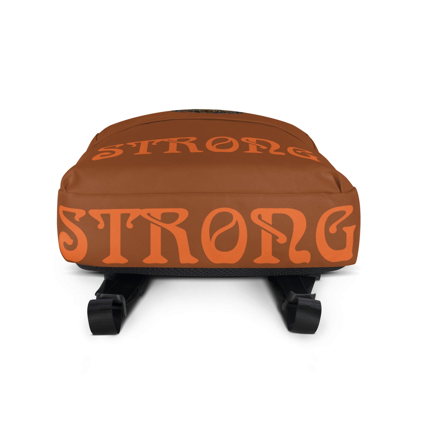 “STRONG” Brown Backpack W/Orange Font
