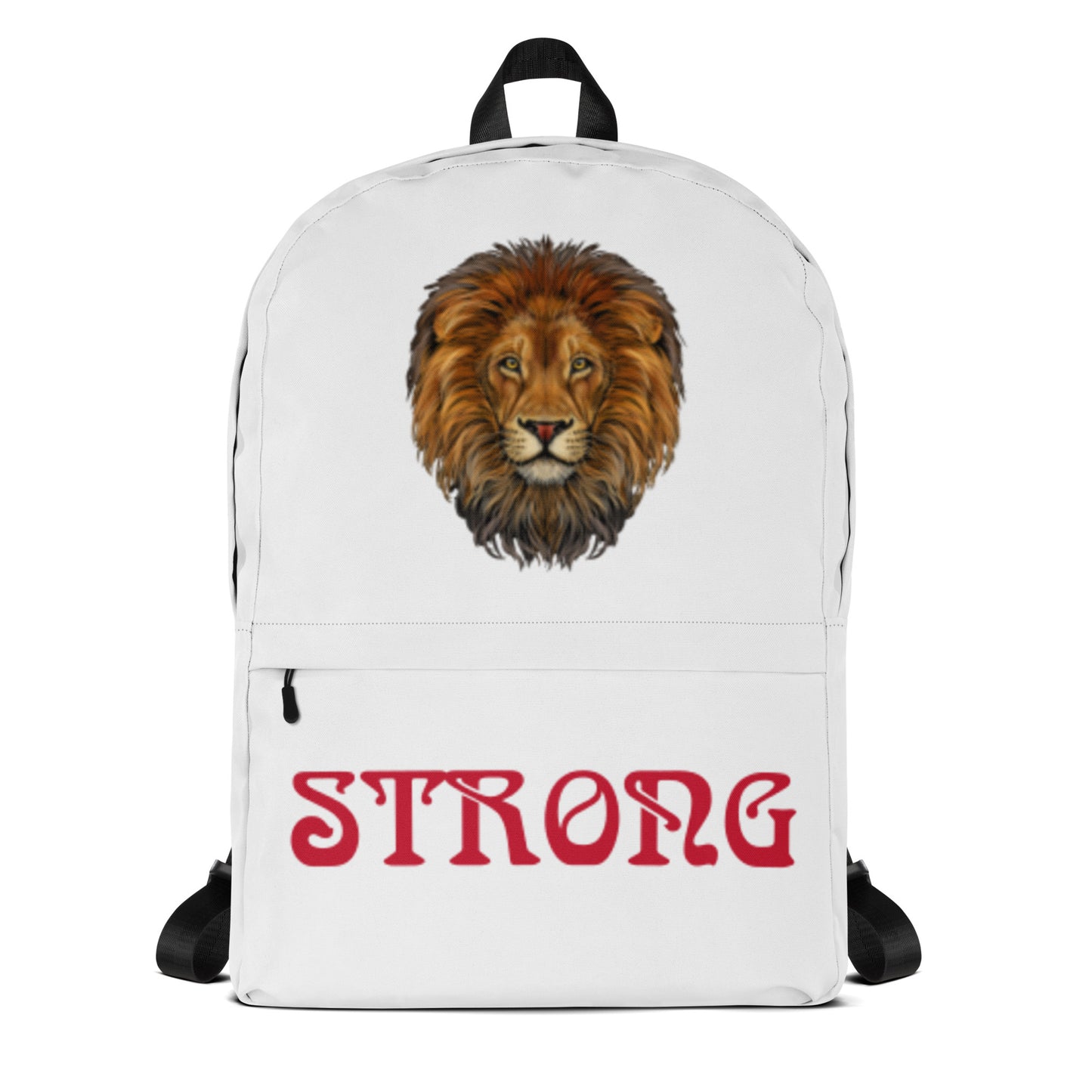 “STRONG” White Backpack W/Red Font