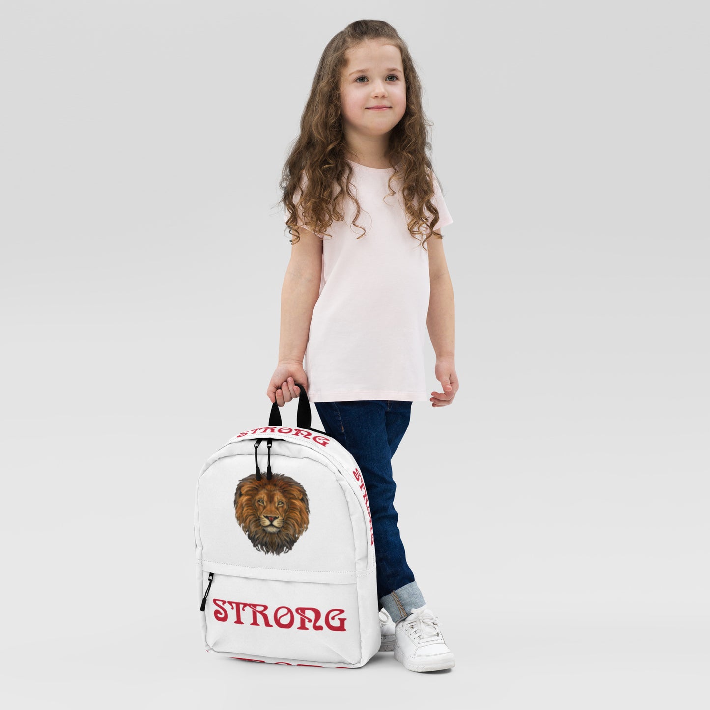 “STRONG” White Backpack W/Red Font