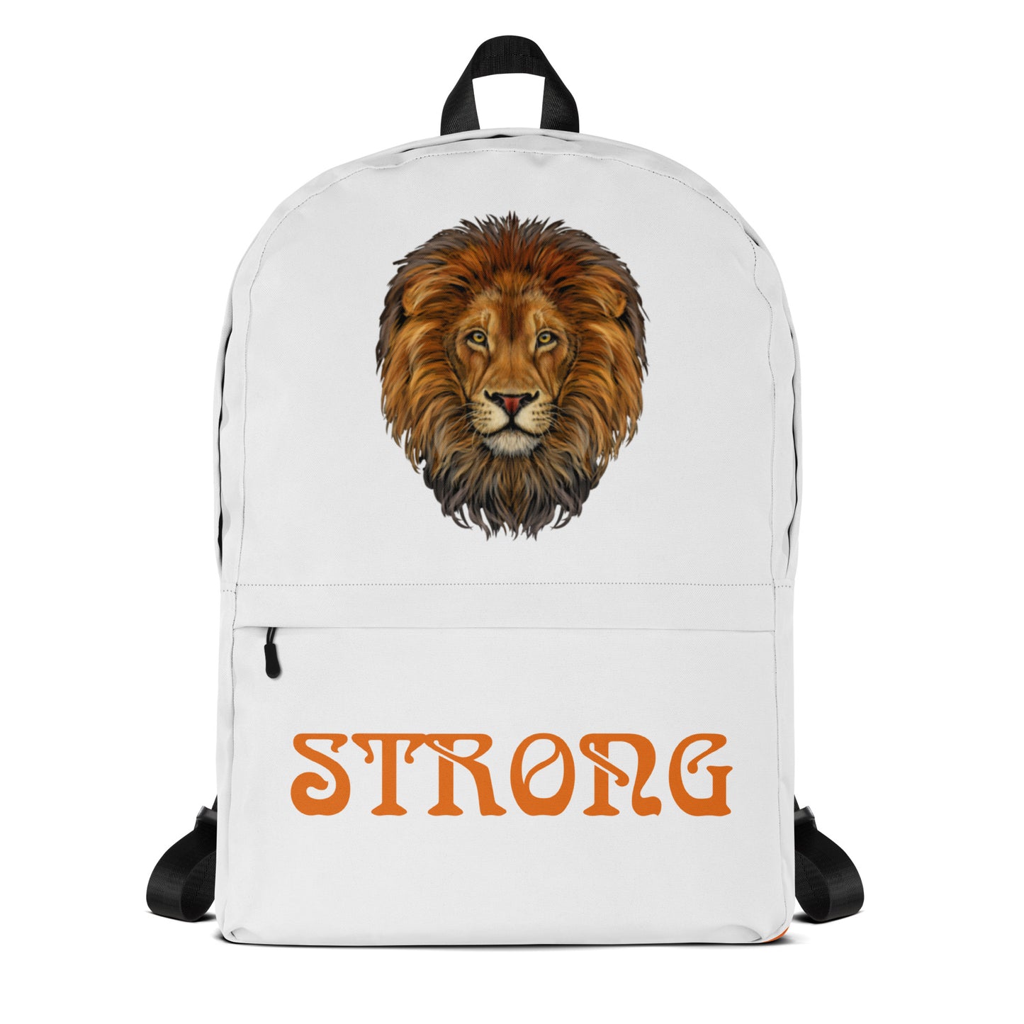 “STRONG” White Backpack W/Orange Font