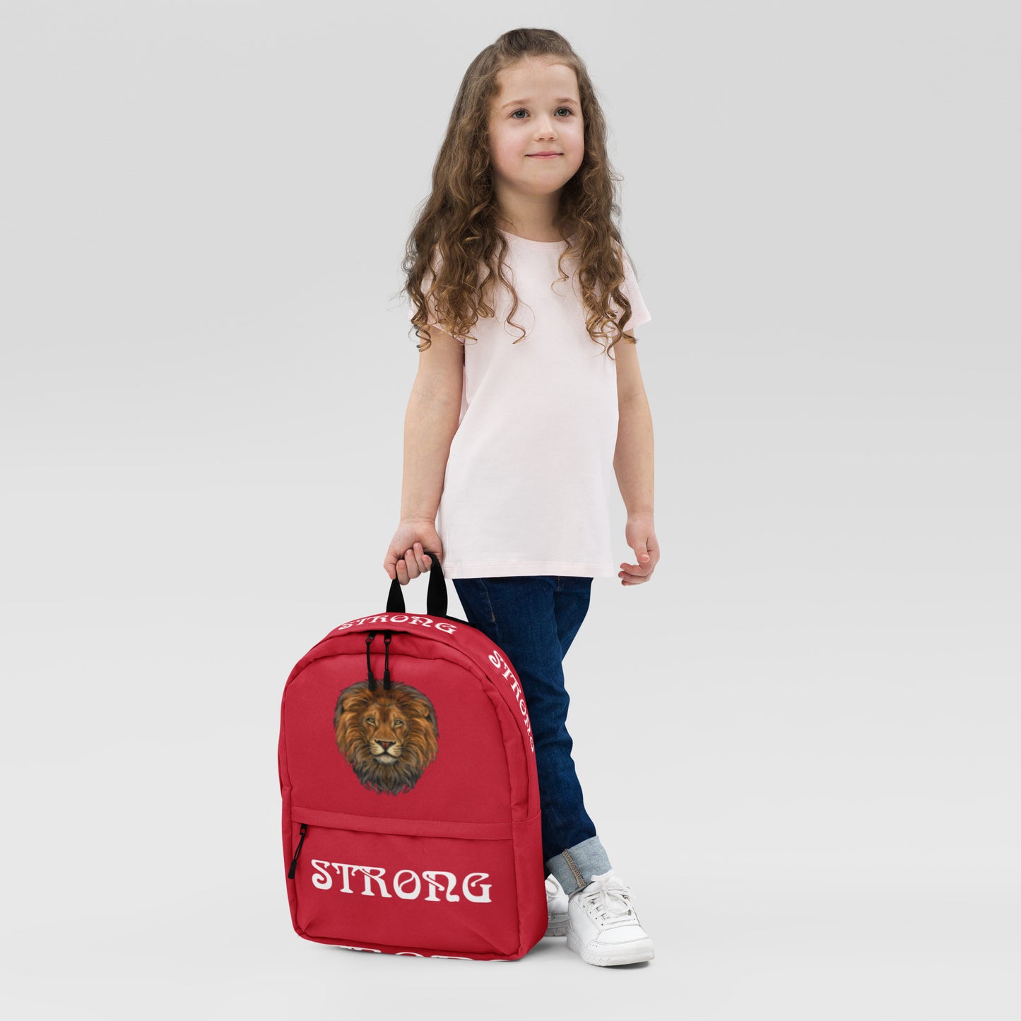“STRONG”Red Backpack W/White Font