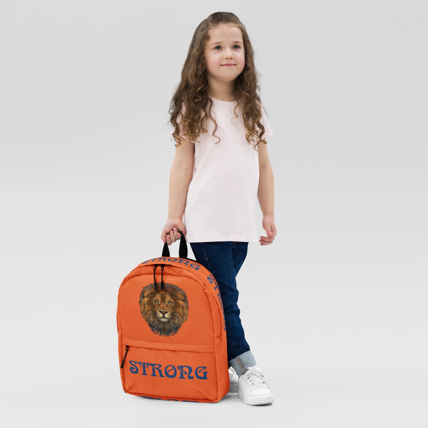 “STRONG”Orange Backpack W/Blue Font