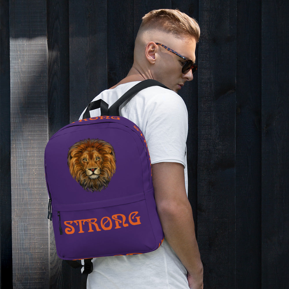 “STRONG”Purple Backpack W/Orange Font