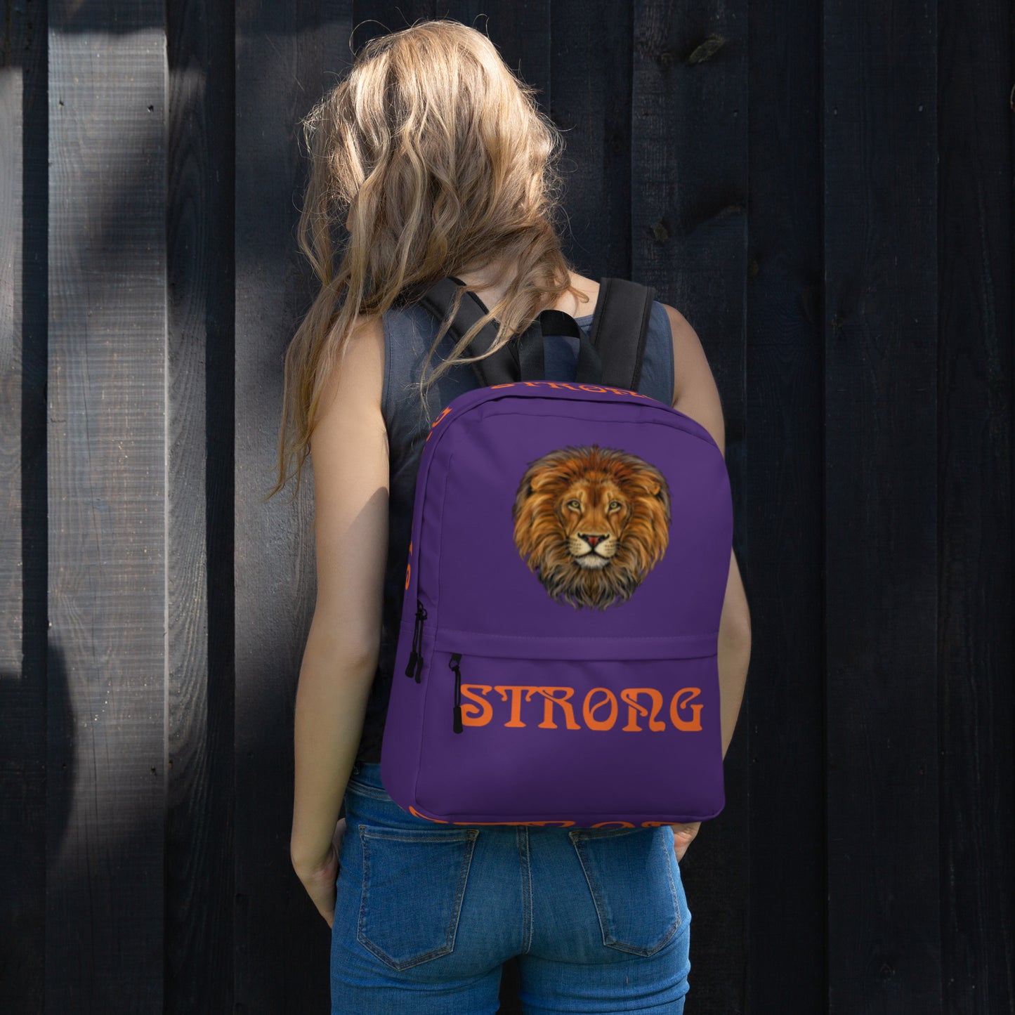 “STRONG”Purple Backpack W/Orange Font