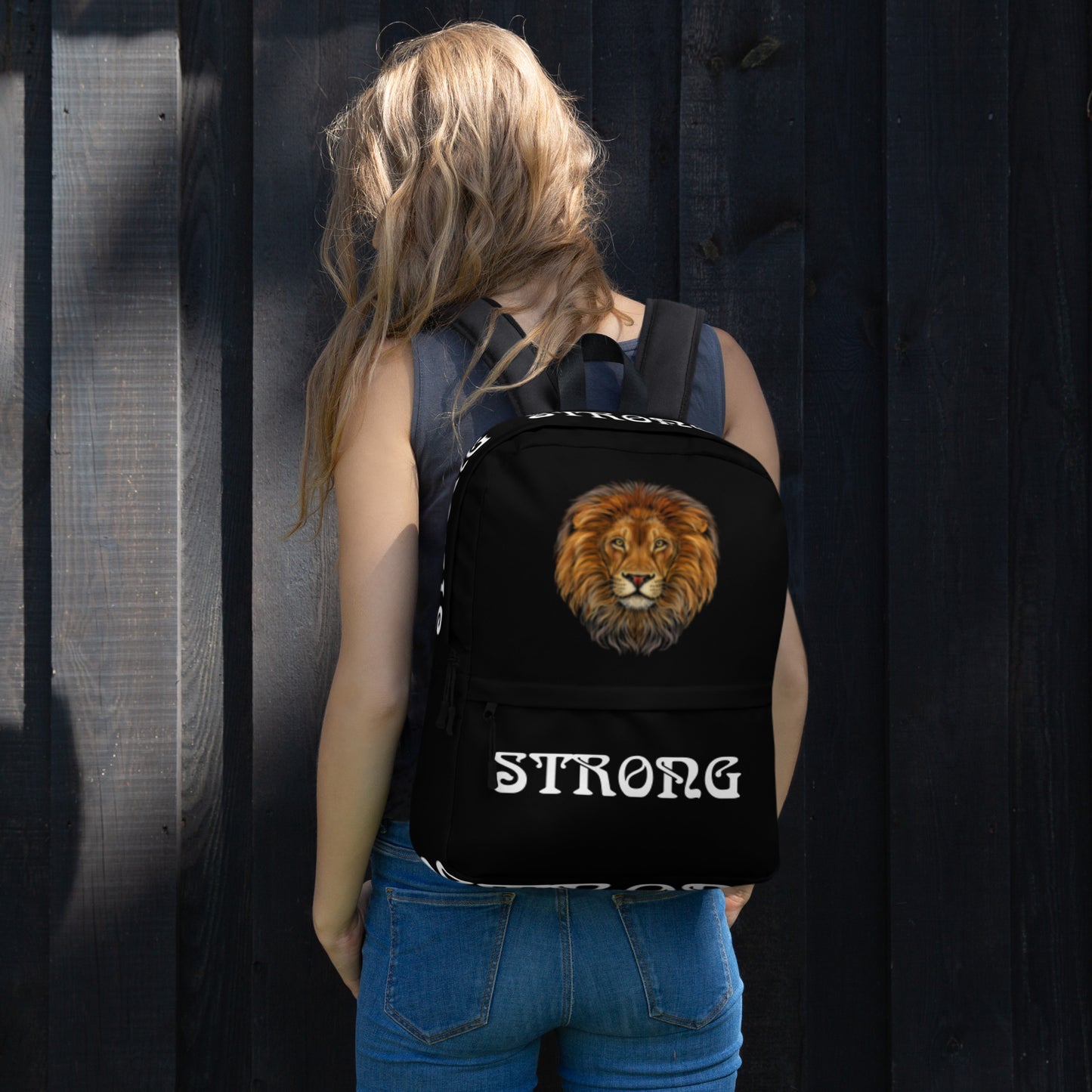 “STRONG” Black Backpack W/White Font