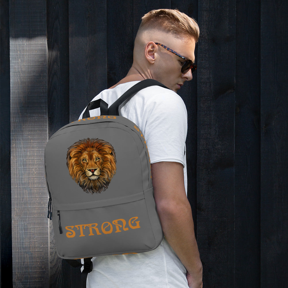 “STRONG” Grey Backpack W/Bronze Font