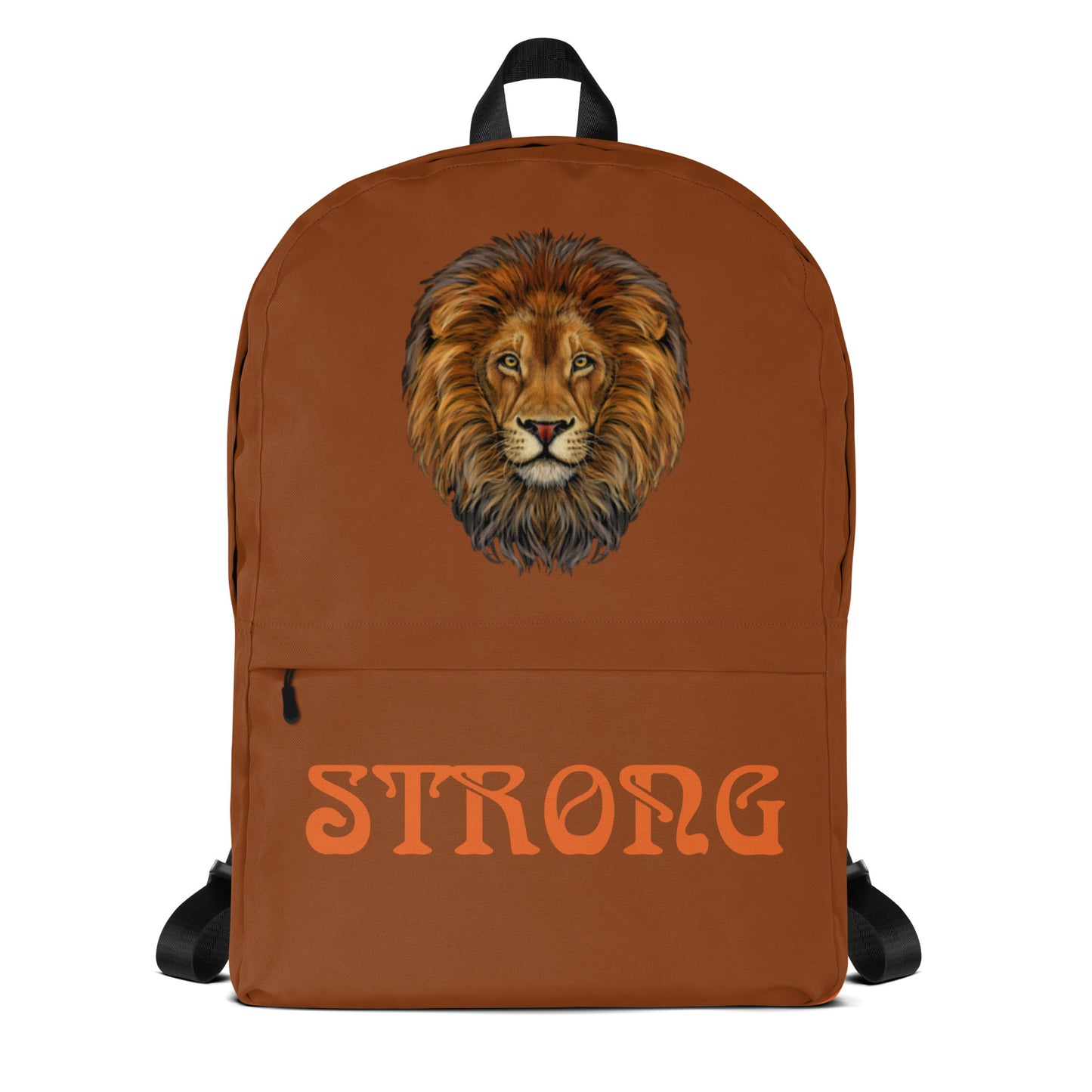 “STRONG” Brown Backpack W/Orange Font