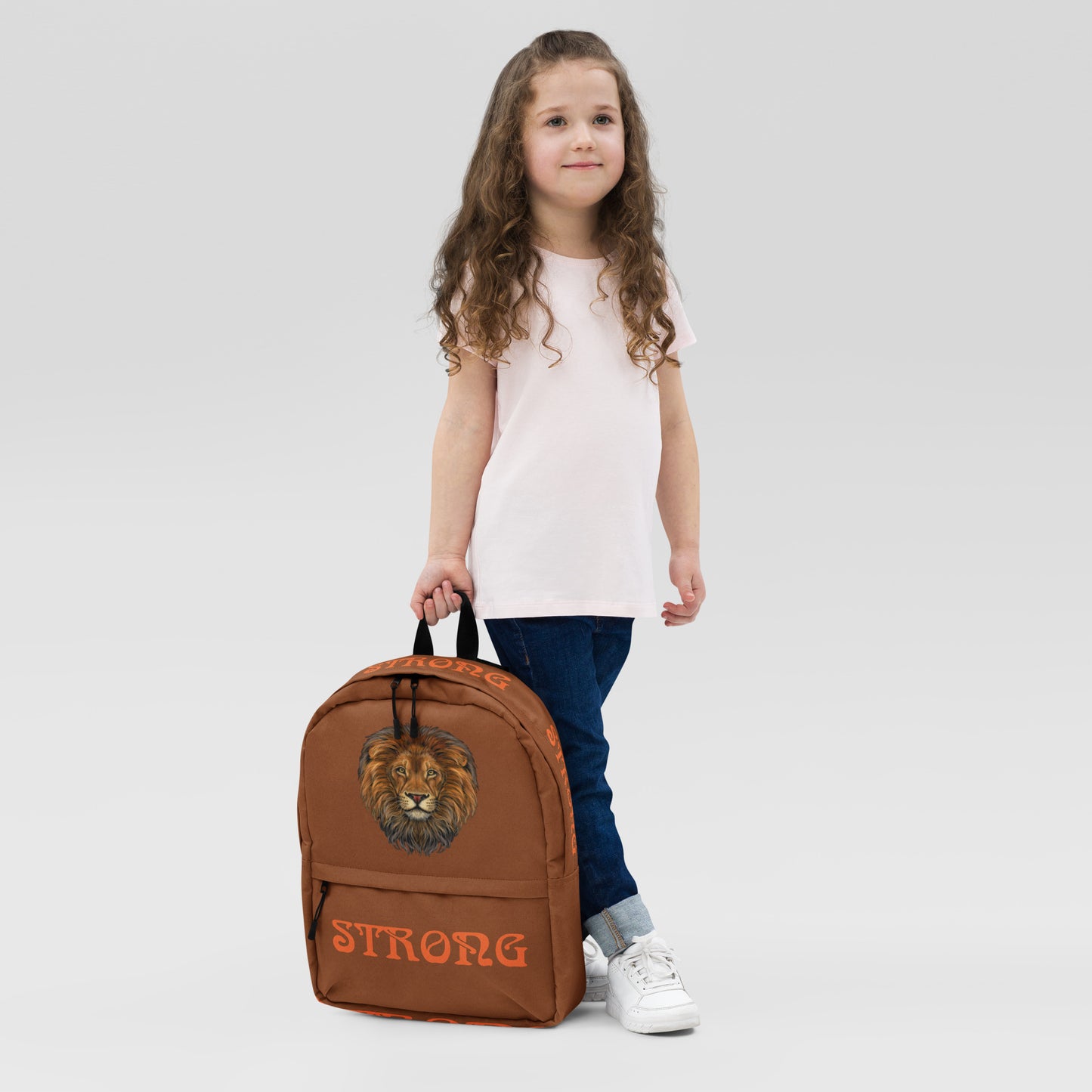 “STRONG” Brown Backpack W/Orange Font