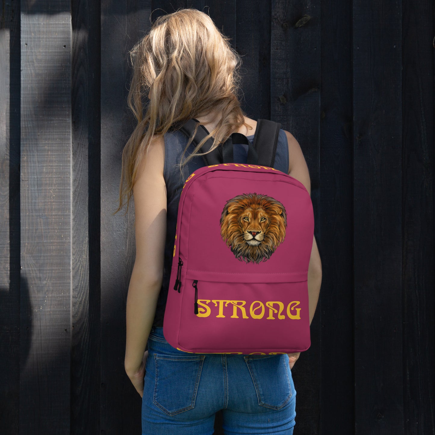 “STRONG” Lipstick Backpack W/Yellow Font