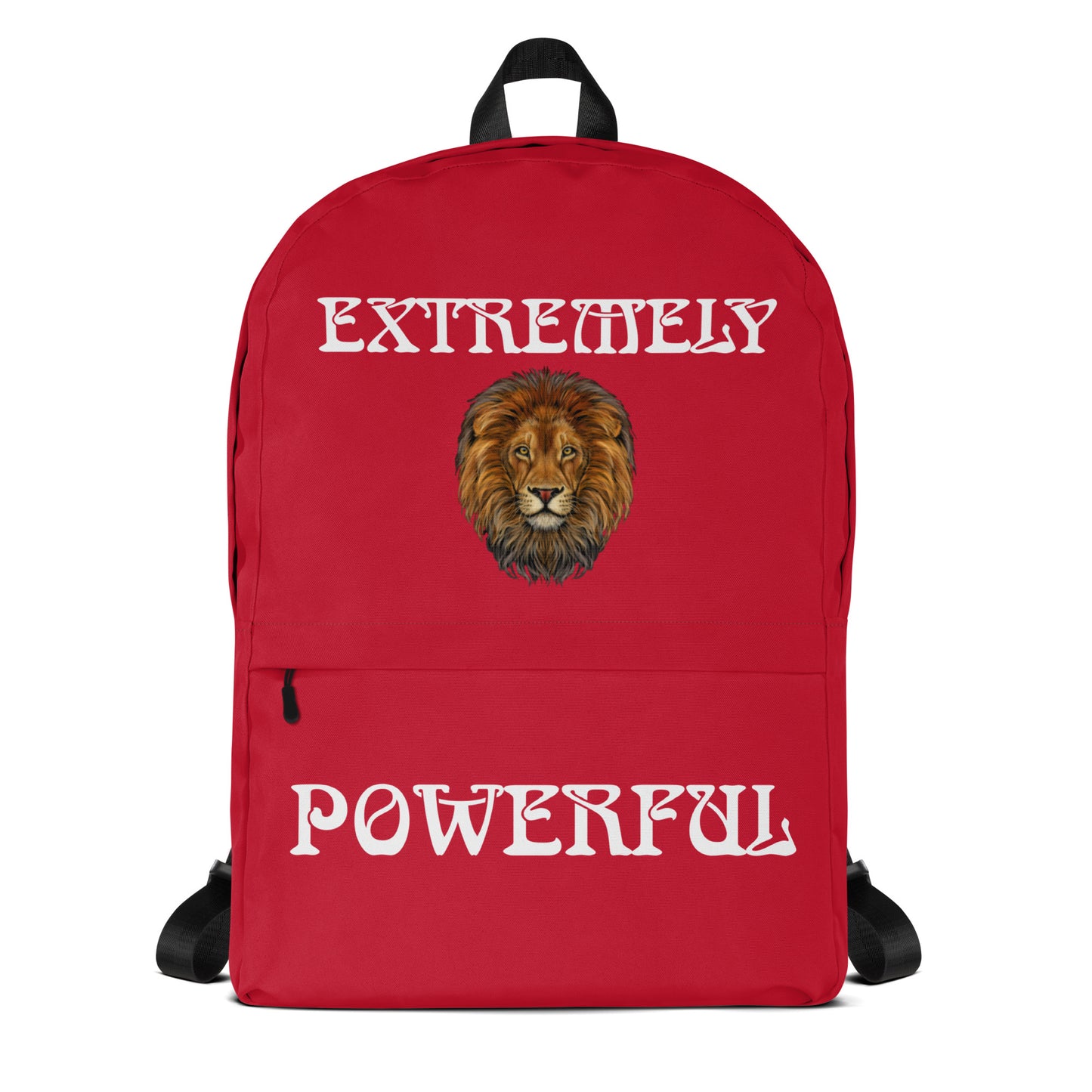 “EXTREMELY POWERFUL”Red Backpack W/White Font