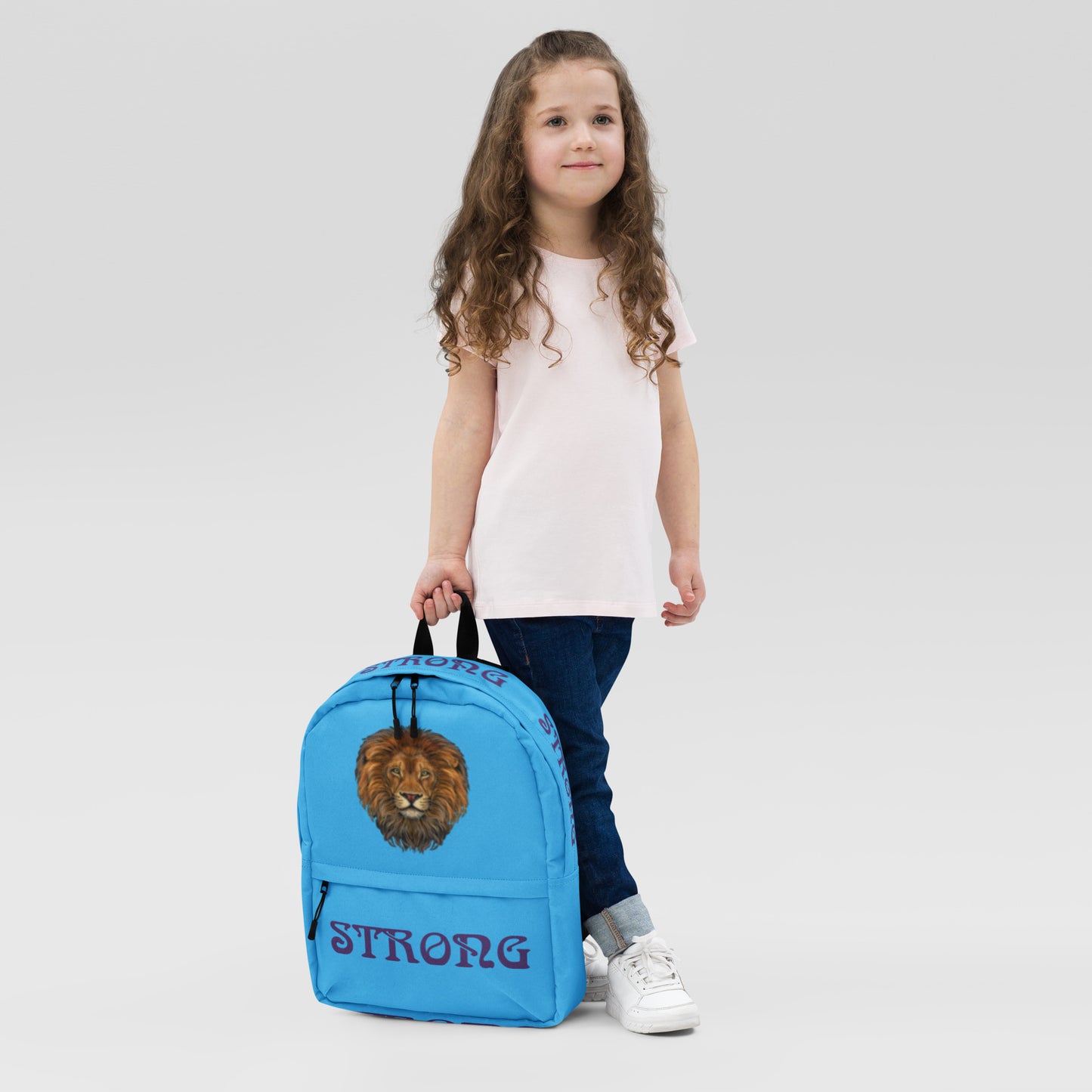 “STRONG” SkyBlue Backpack W/Purple Font