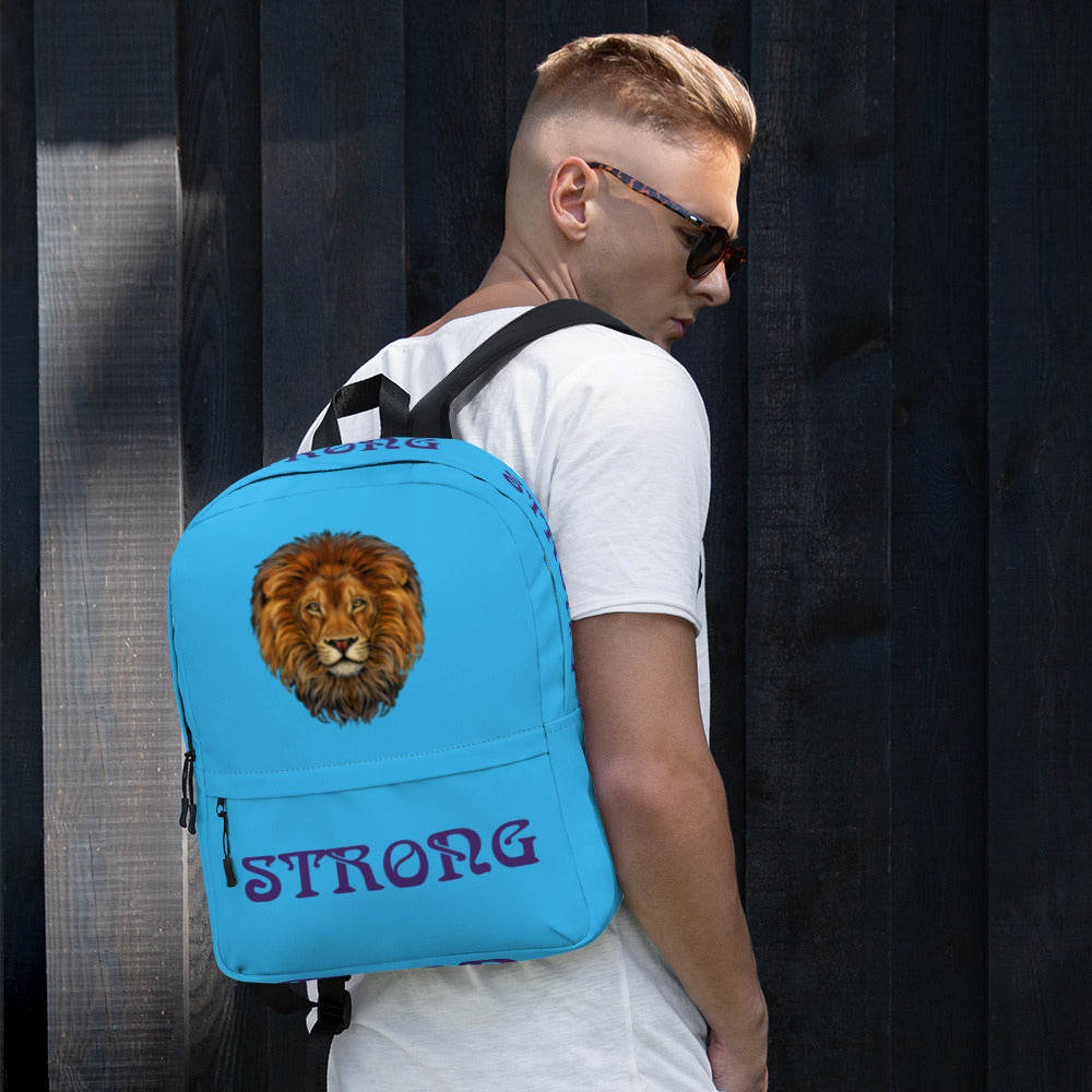 “STRONG” SkyBlue Backpack W/Purple Font