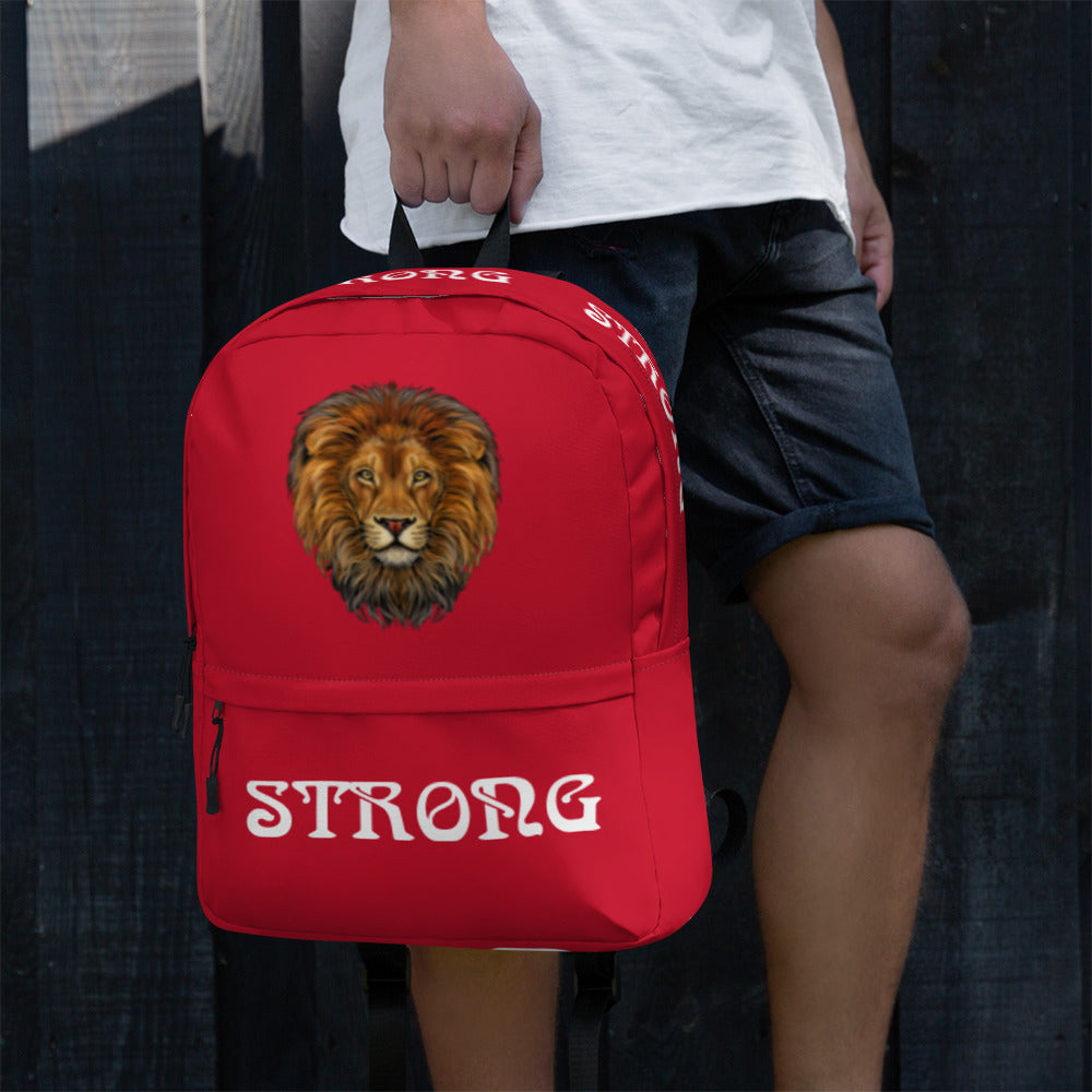 “STRONG”Red Backpack W/White Font