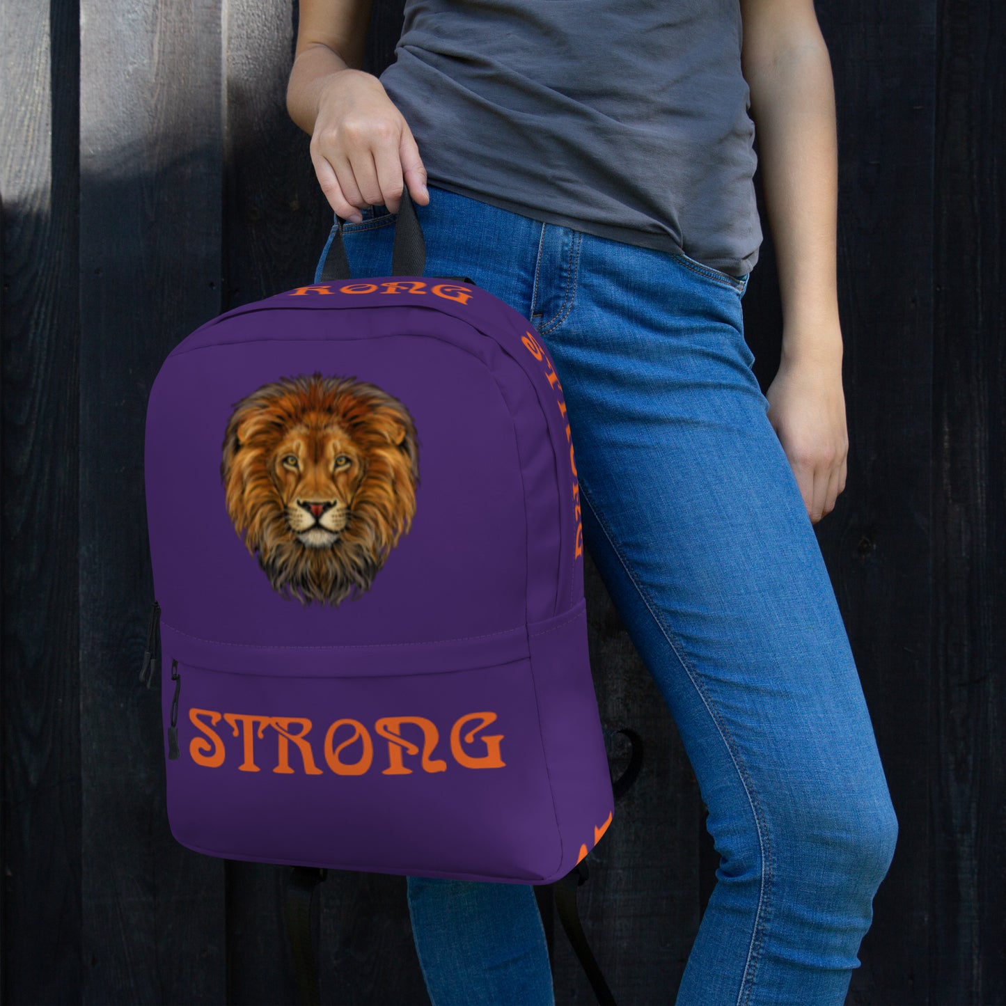 “STRONG”Purple Backpack W/Orange Font