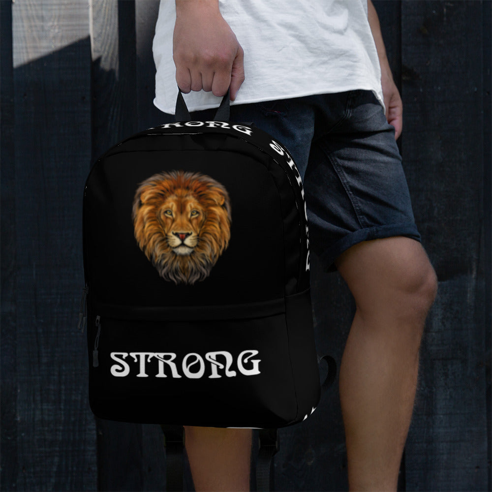 “STRONG” Black Backpack W/White Font