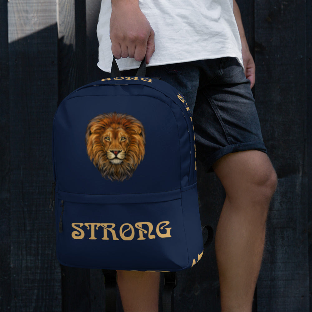“STRONG” Navy Backpack W/Fawn Font