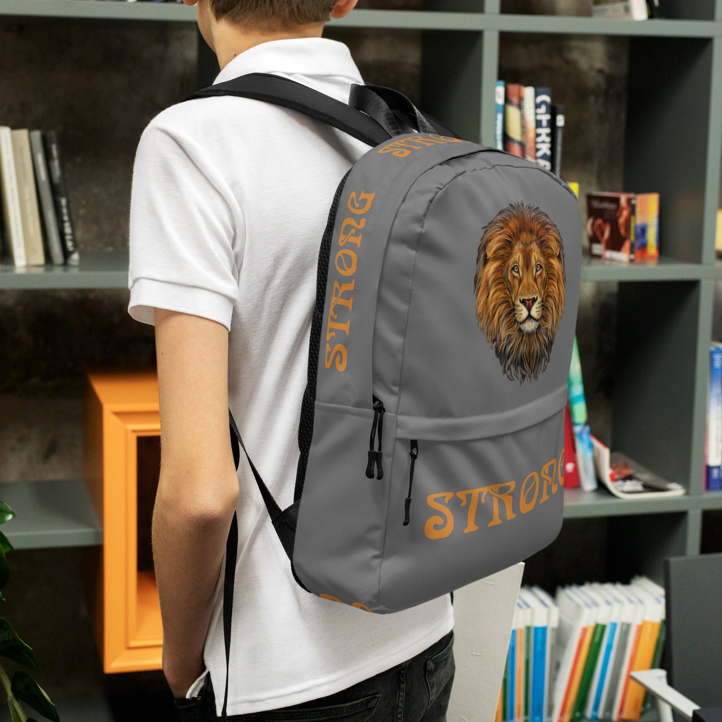 “STRONG” Grey Backpack W/Bronze Font