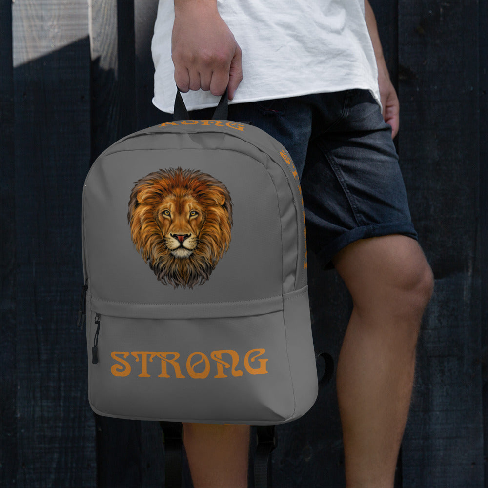 “STRONG” Grey Backpack W/Bronze Font
