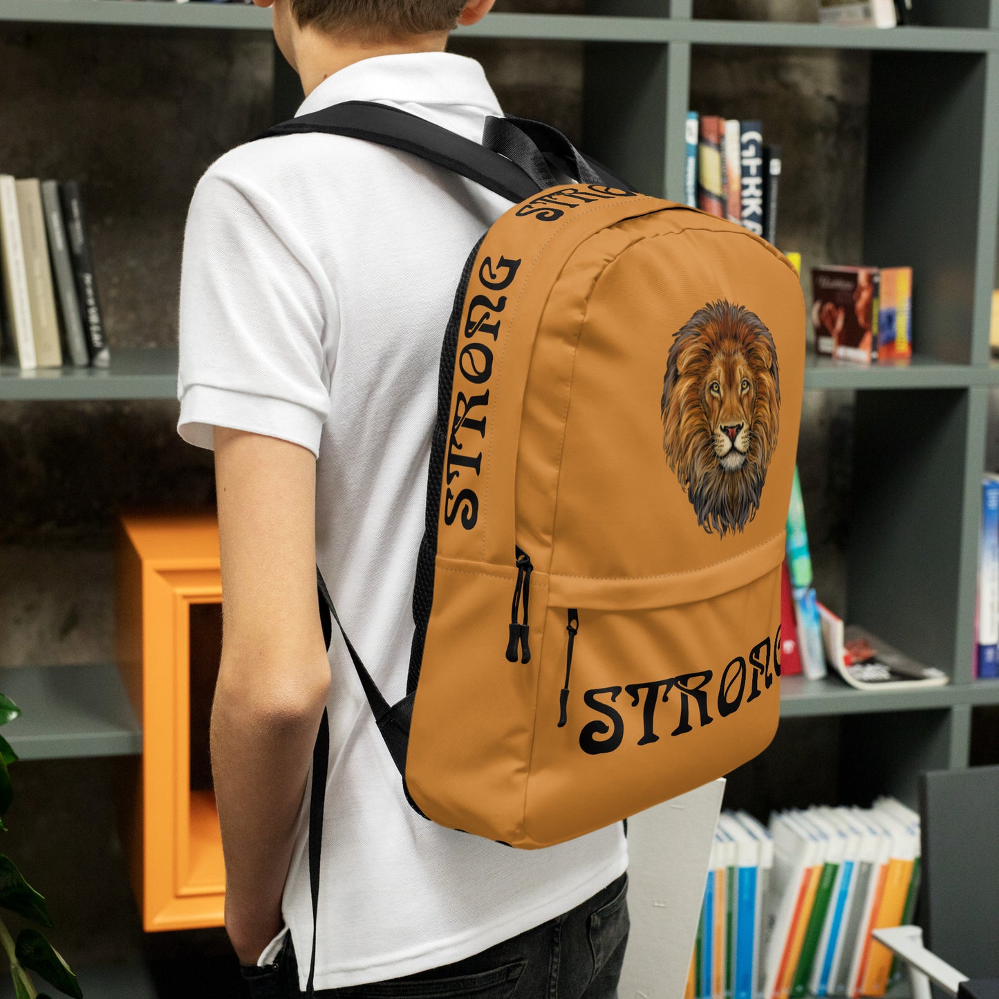 “STRONG” Bronze Backpack W/Black Font