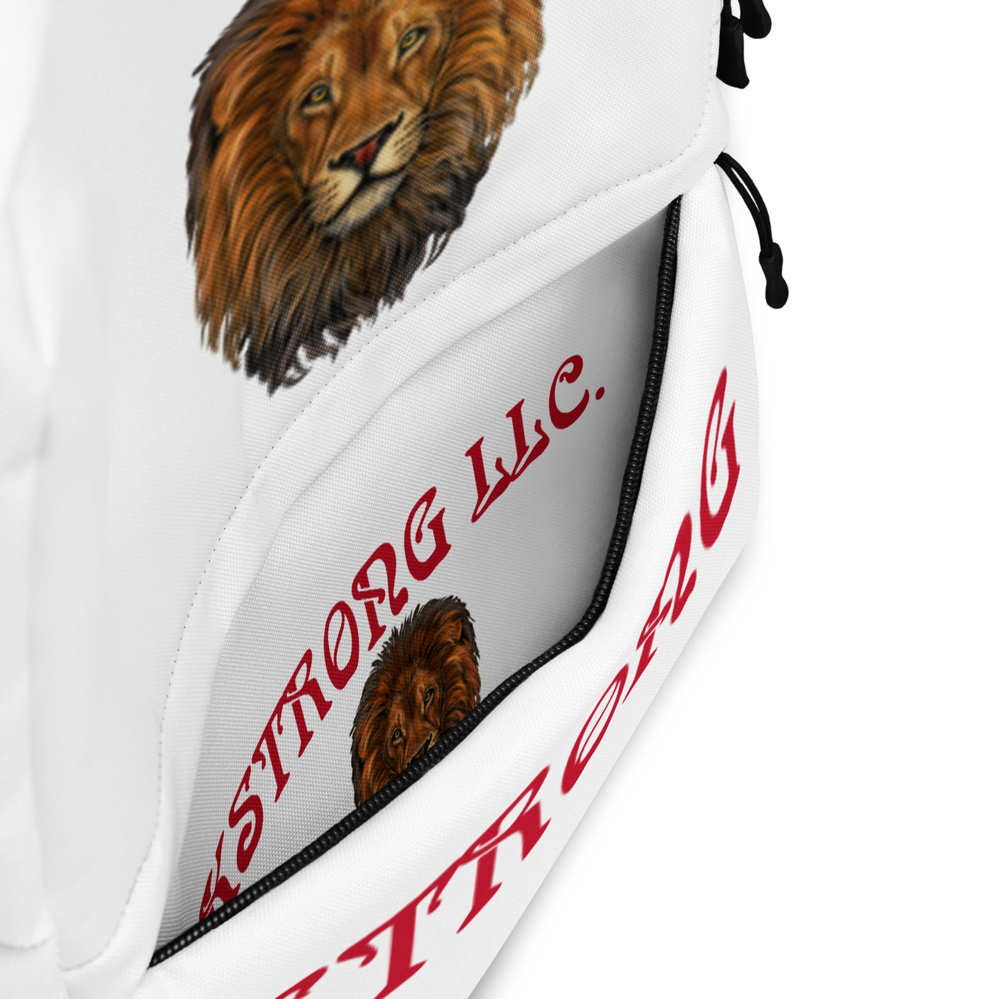 “STRONG” White Backpack W/Red Font