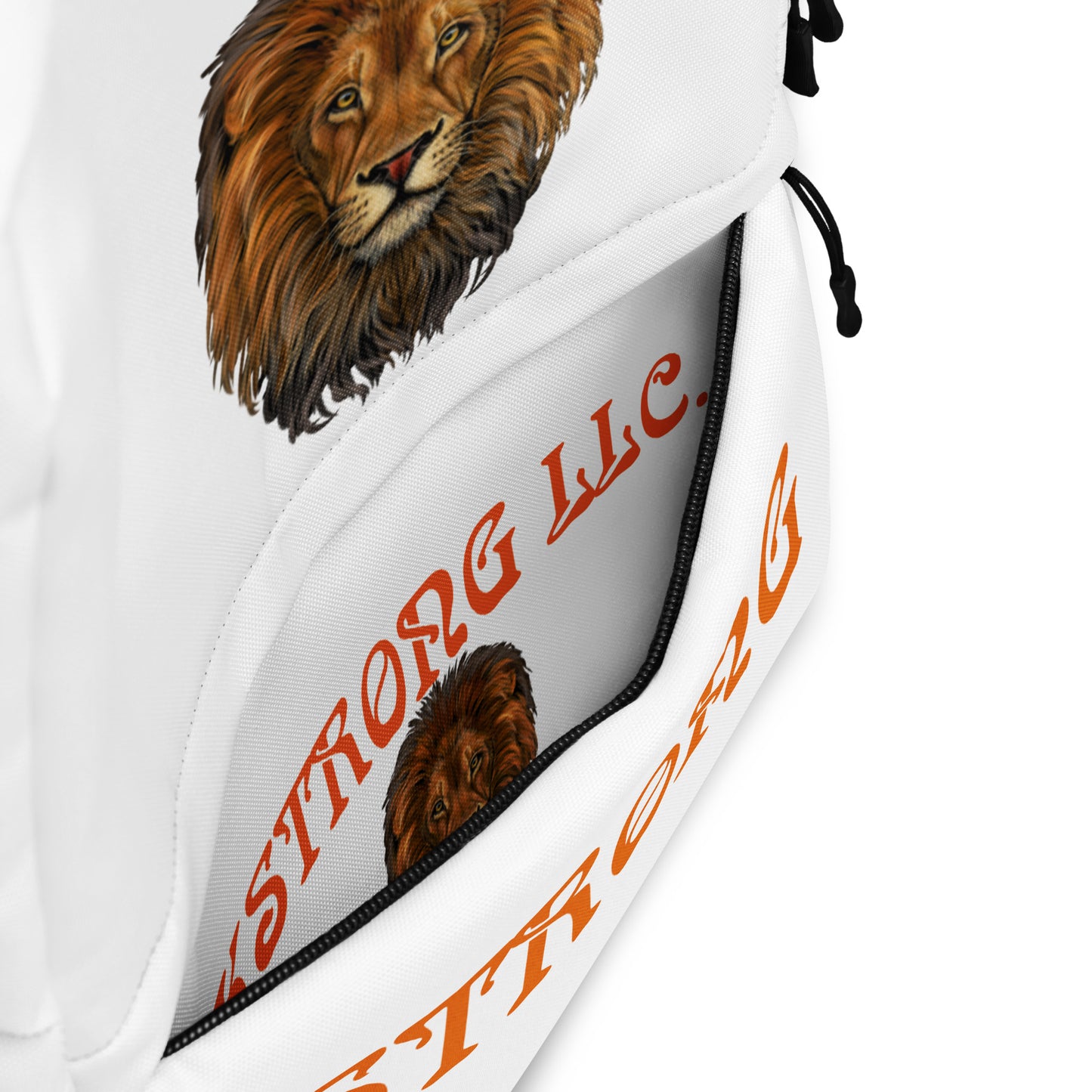 “STRONG” White Backpack W/Orange Font