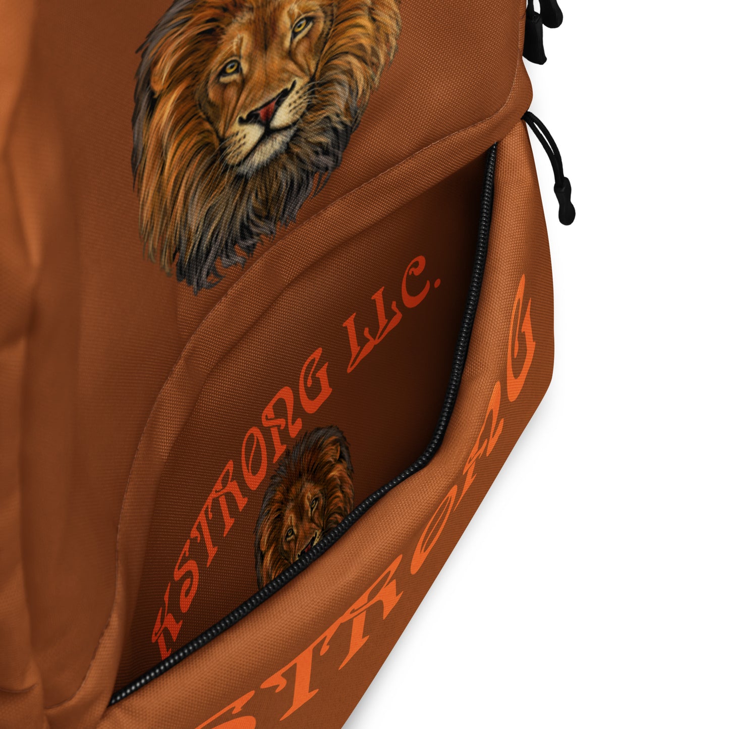“STRONG” Brown Backpack W/Orange Font
