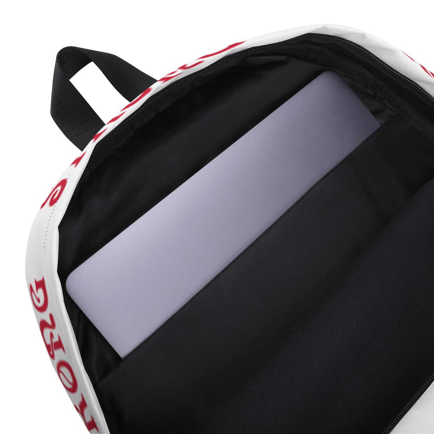“STRONG” White Backpack W/Red Font