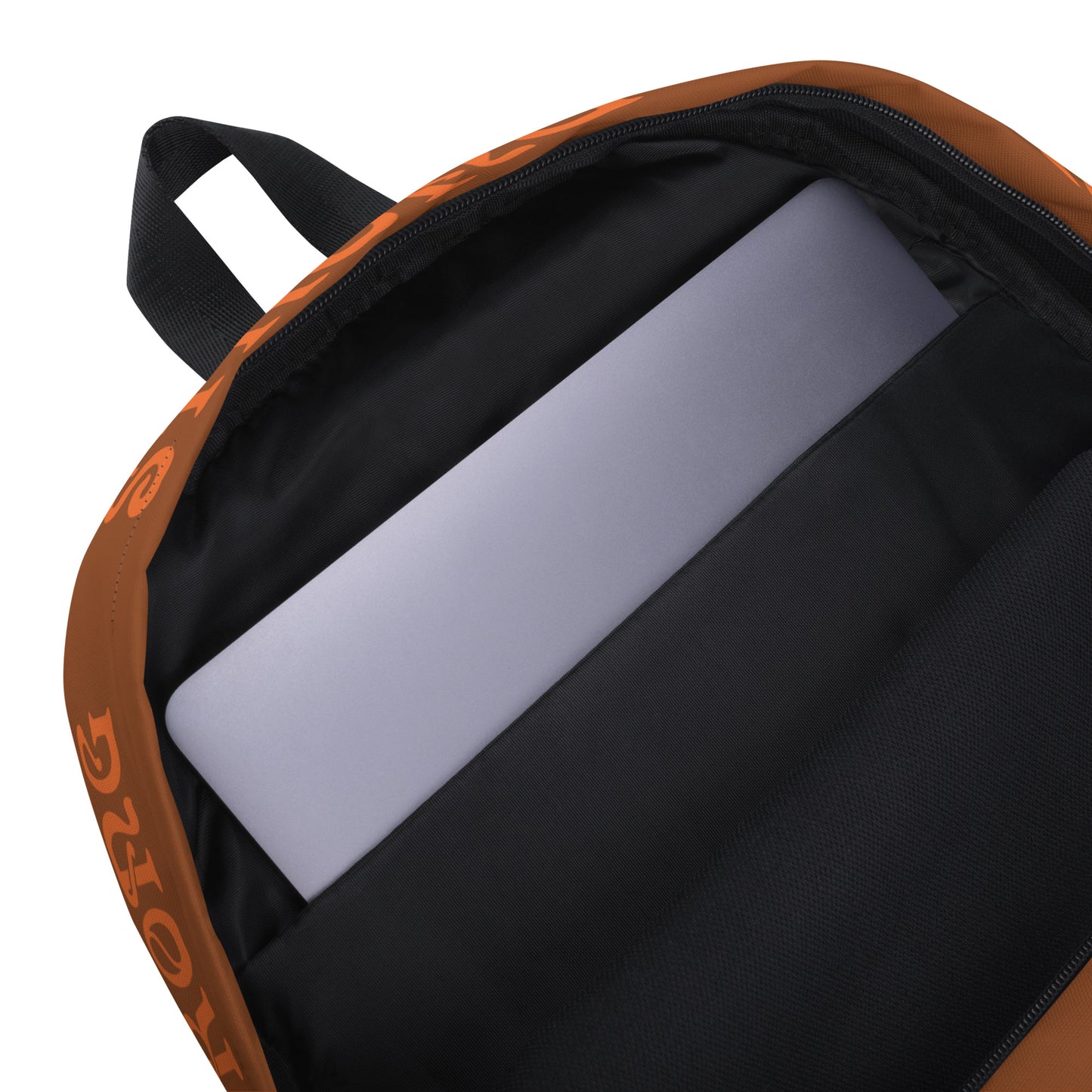“STRONG” Brown Backpack W/Orange Font