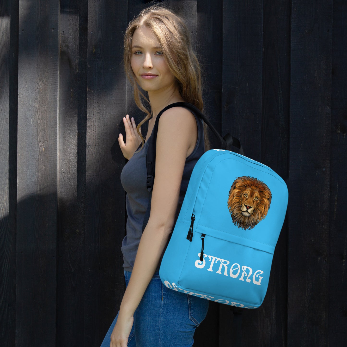 “STRONG” SkyBlue Backpack W/White Font