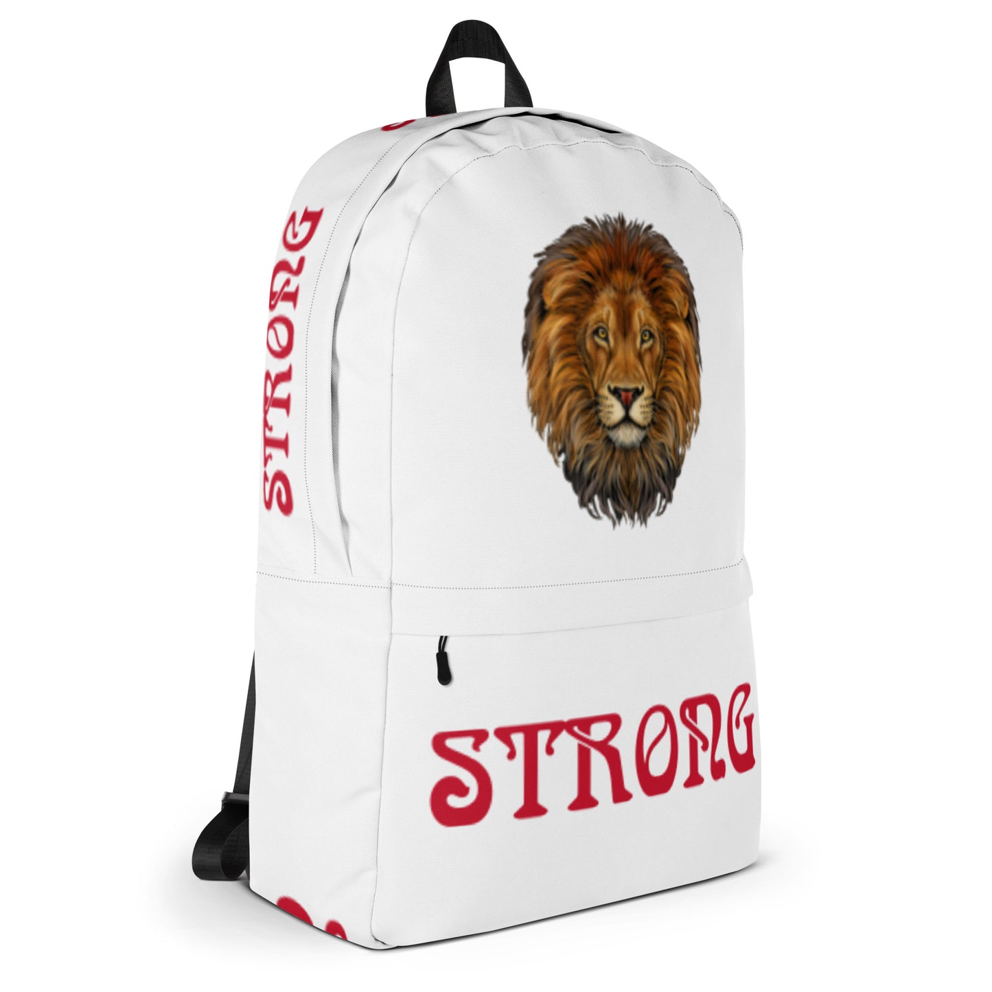 “STRONG” White Backpack W/Red Font