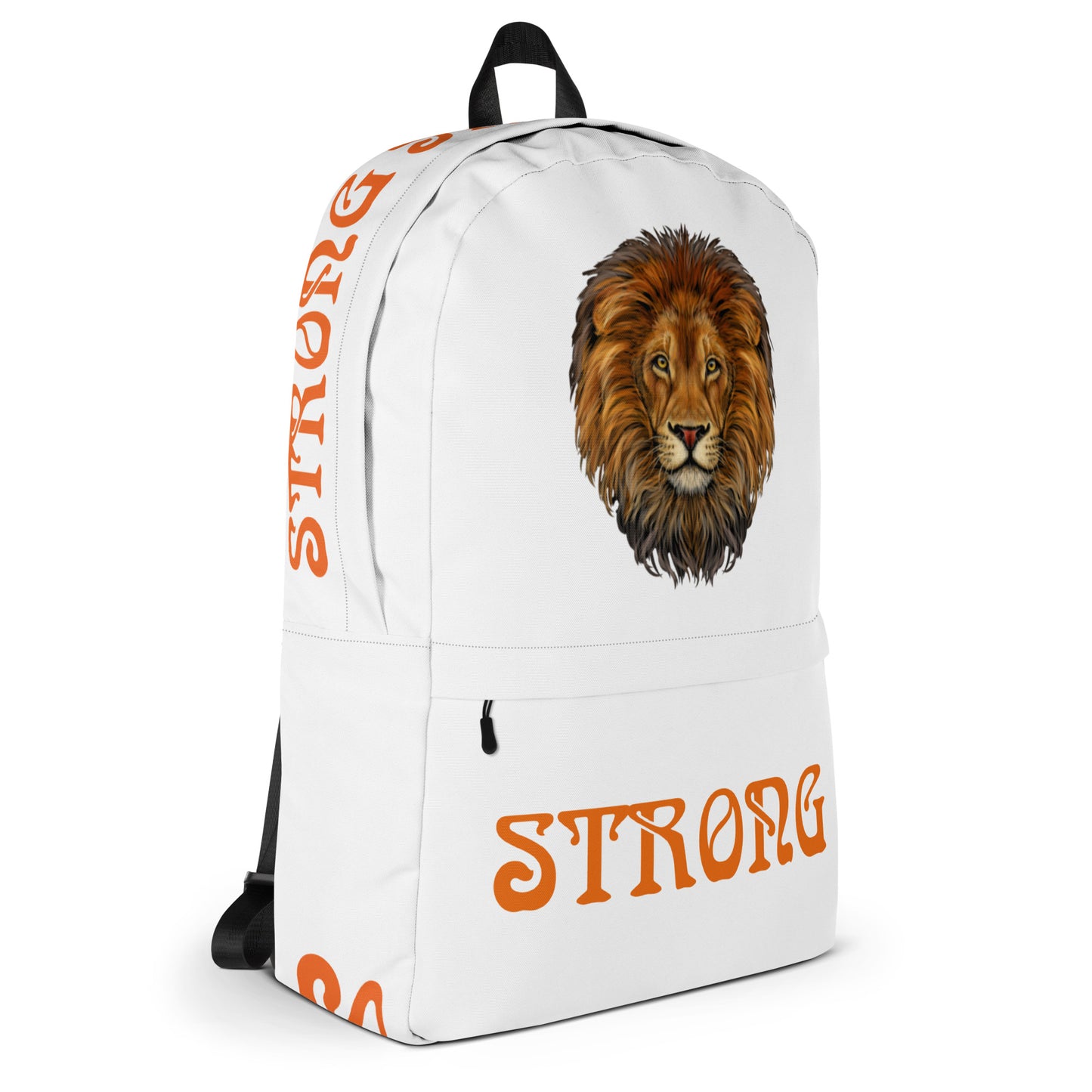 “STRONG” White Backpack W/Orange Font
