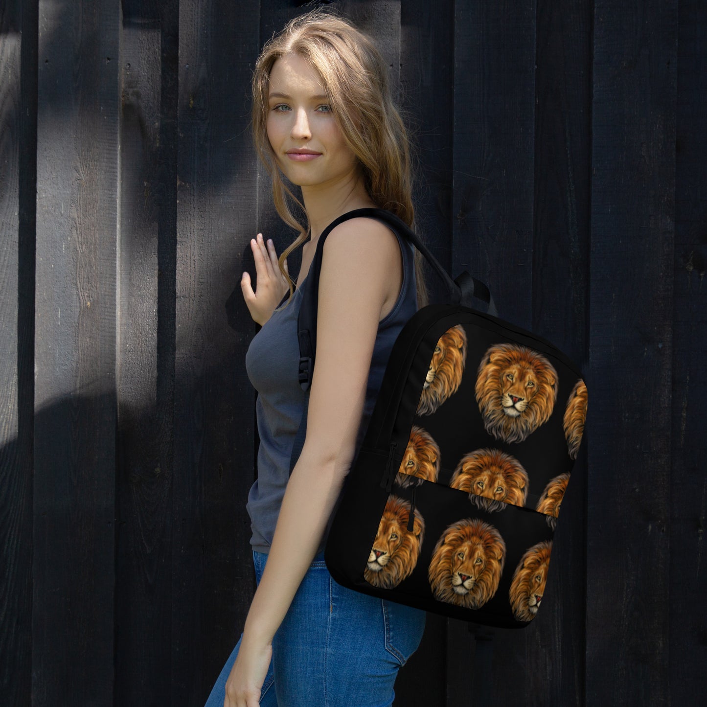 “LION” Black Backpack