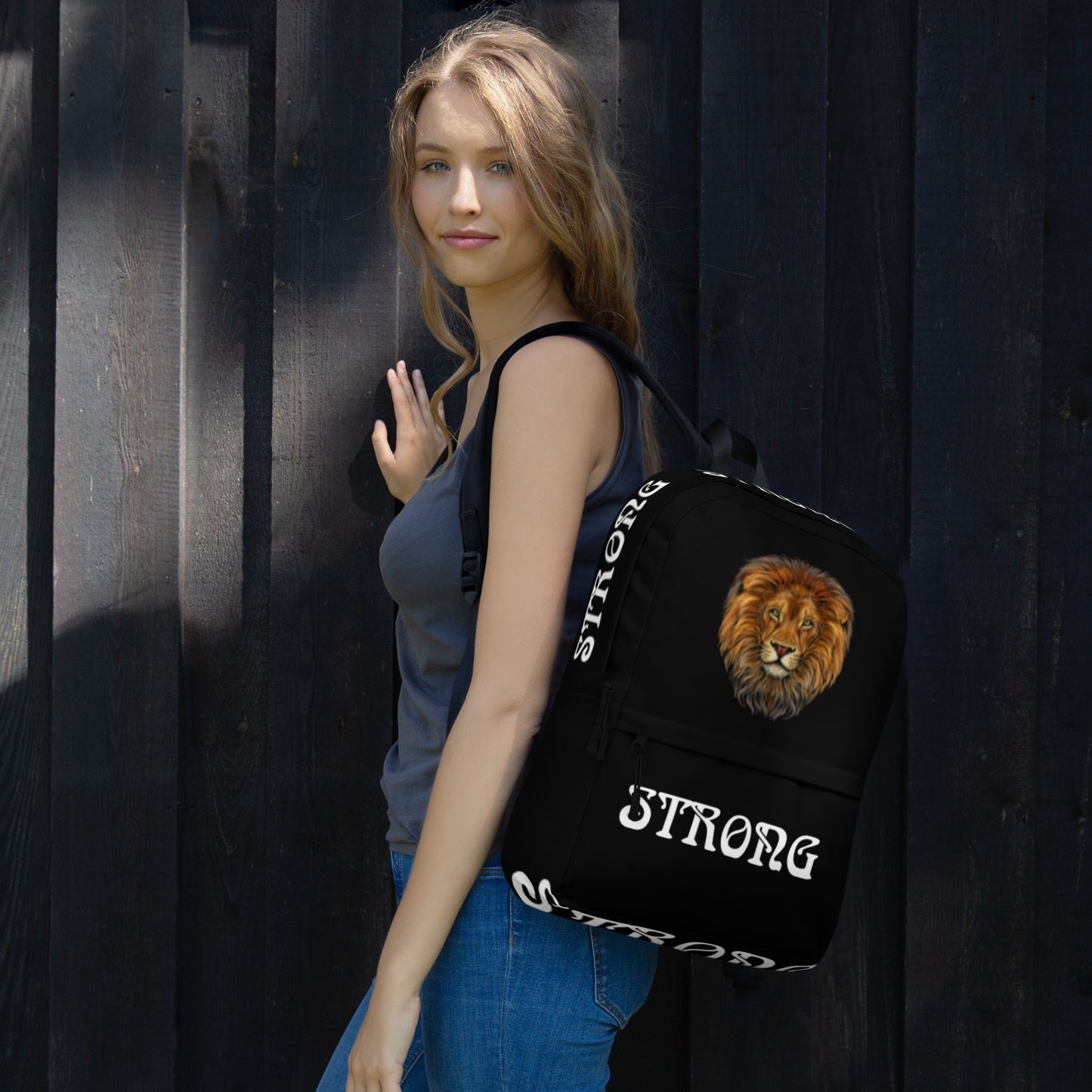 “STRONG” Black Backpack W/White Font