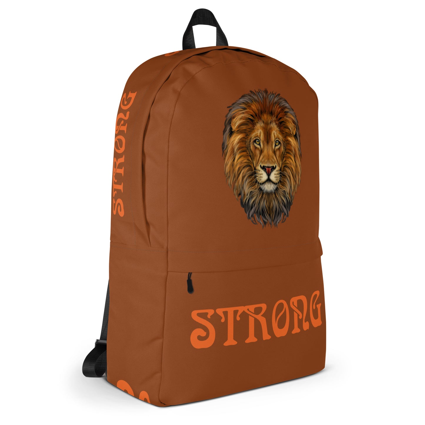 “STRONG” Brown Backpack W/Orange Font