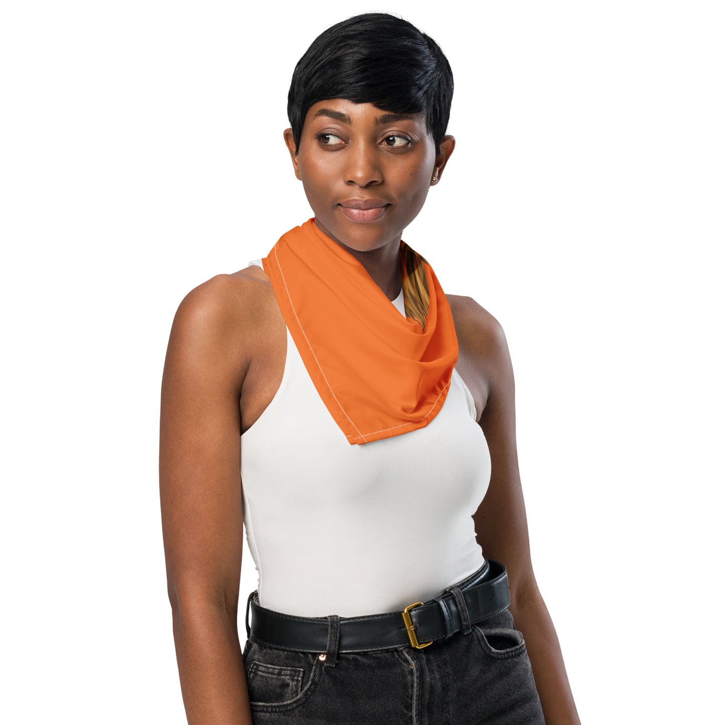 “STRONG” Orange All-Over Print Bandana W/White Font
