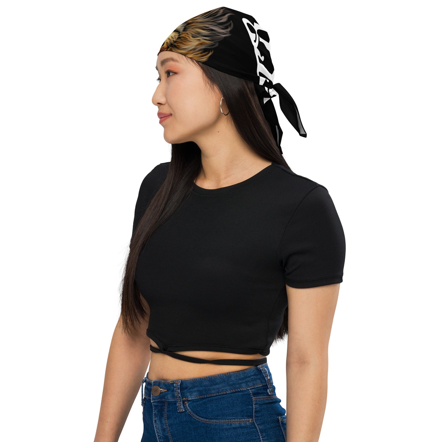 “STRONG” Black All-Over Print Bandana W/White Square Font