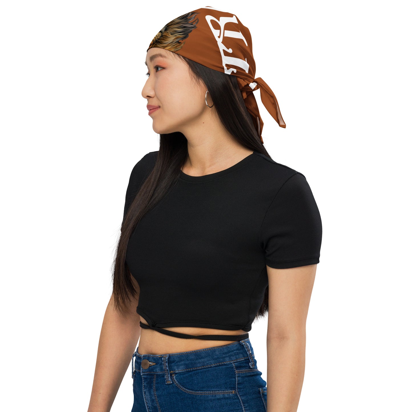 “STRONG” Brown All-Over Print Bandana W/White Square Font