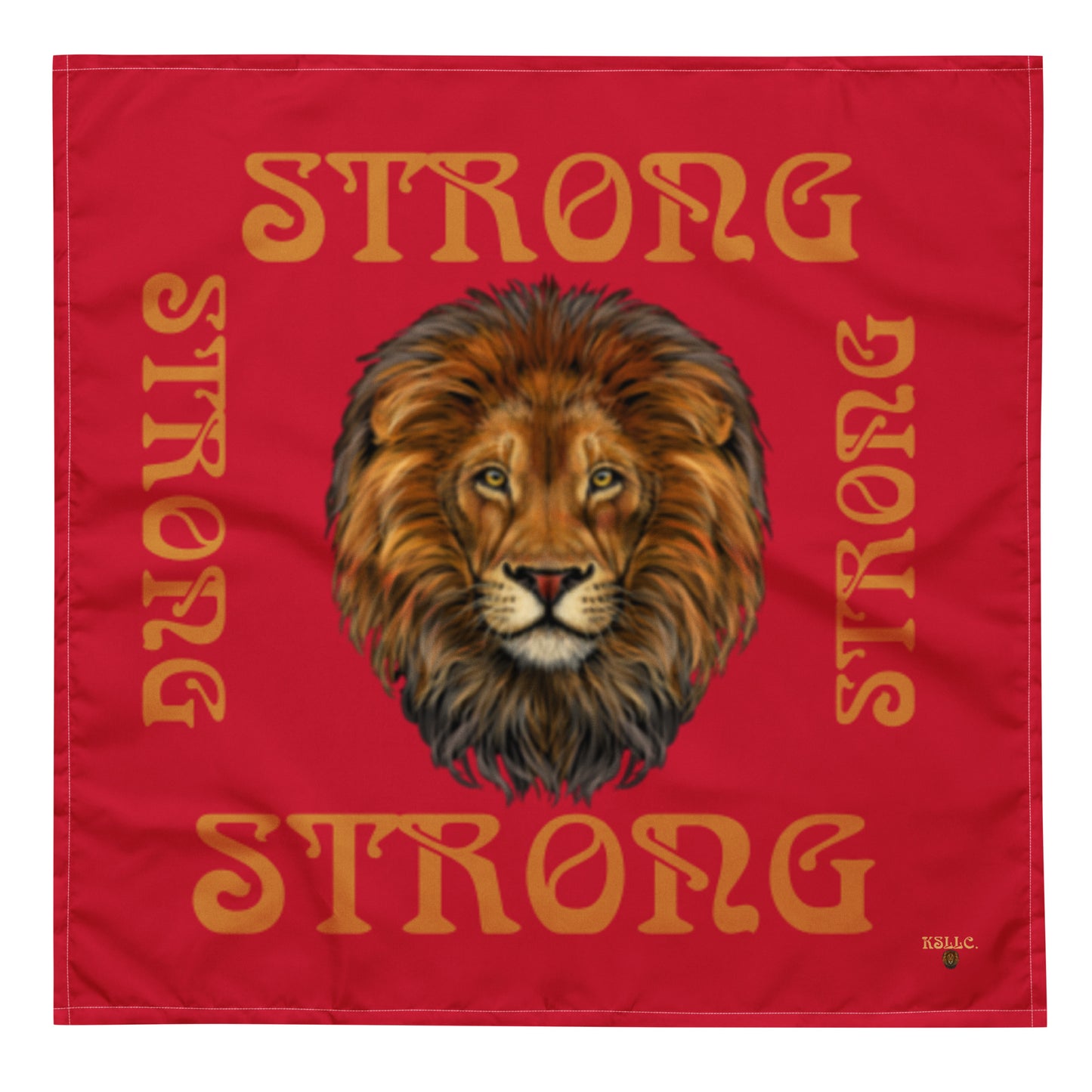 “STRONG” Red All-Over Print Bandana W/Bronze Square Font