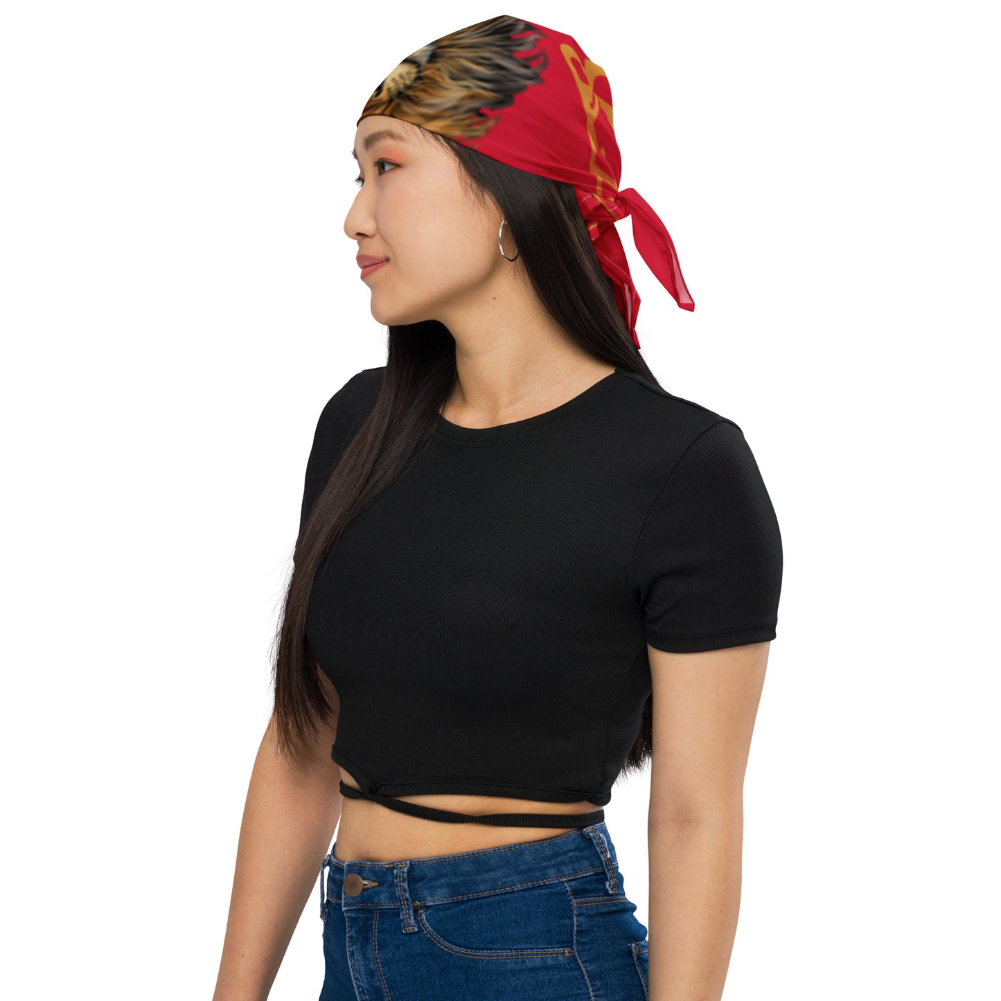 “STRONG” Red All-Over Print Bandana W/Bronze Square Font