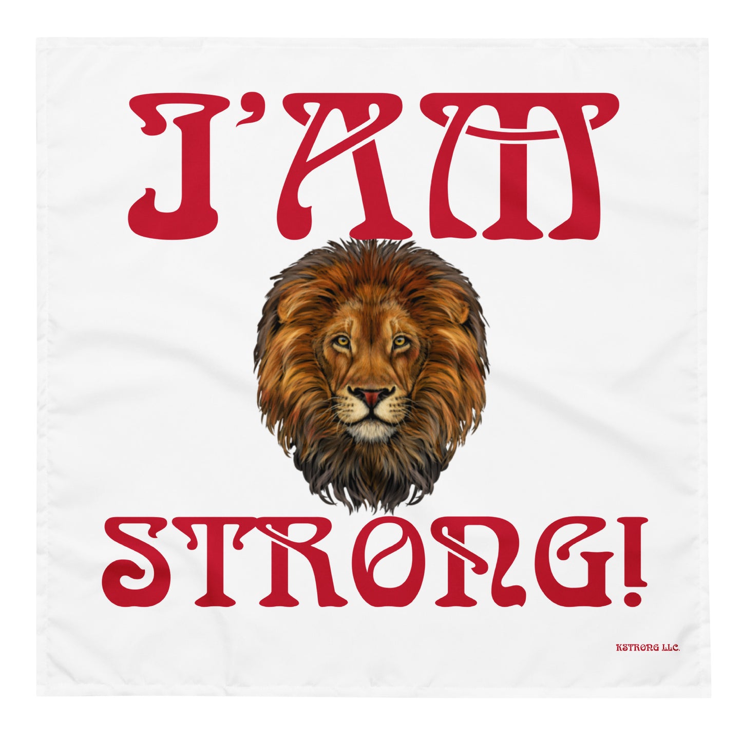 “I’AM STRONG!” White All-Over Print Bandana W/Red Font