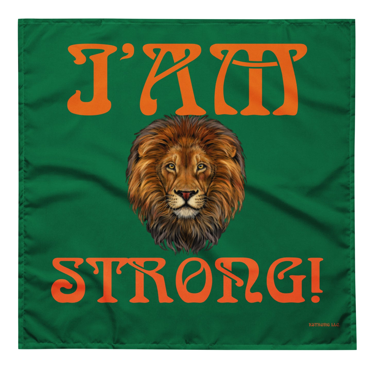 “I’AM STRONG!” Green All-Over Print Bandana W/Orange Font