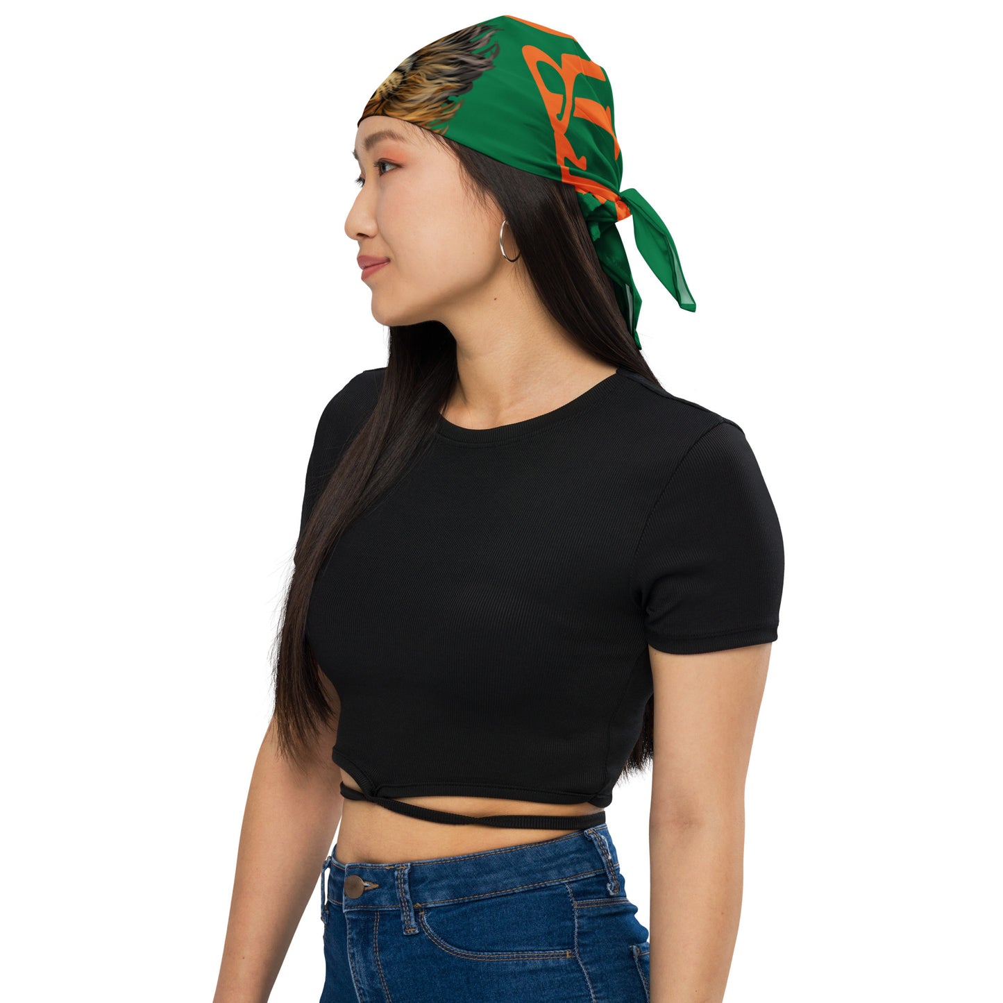 “I’AM STRONG!” Green All-Over Print Bandana W/Orange Font