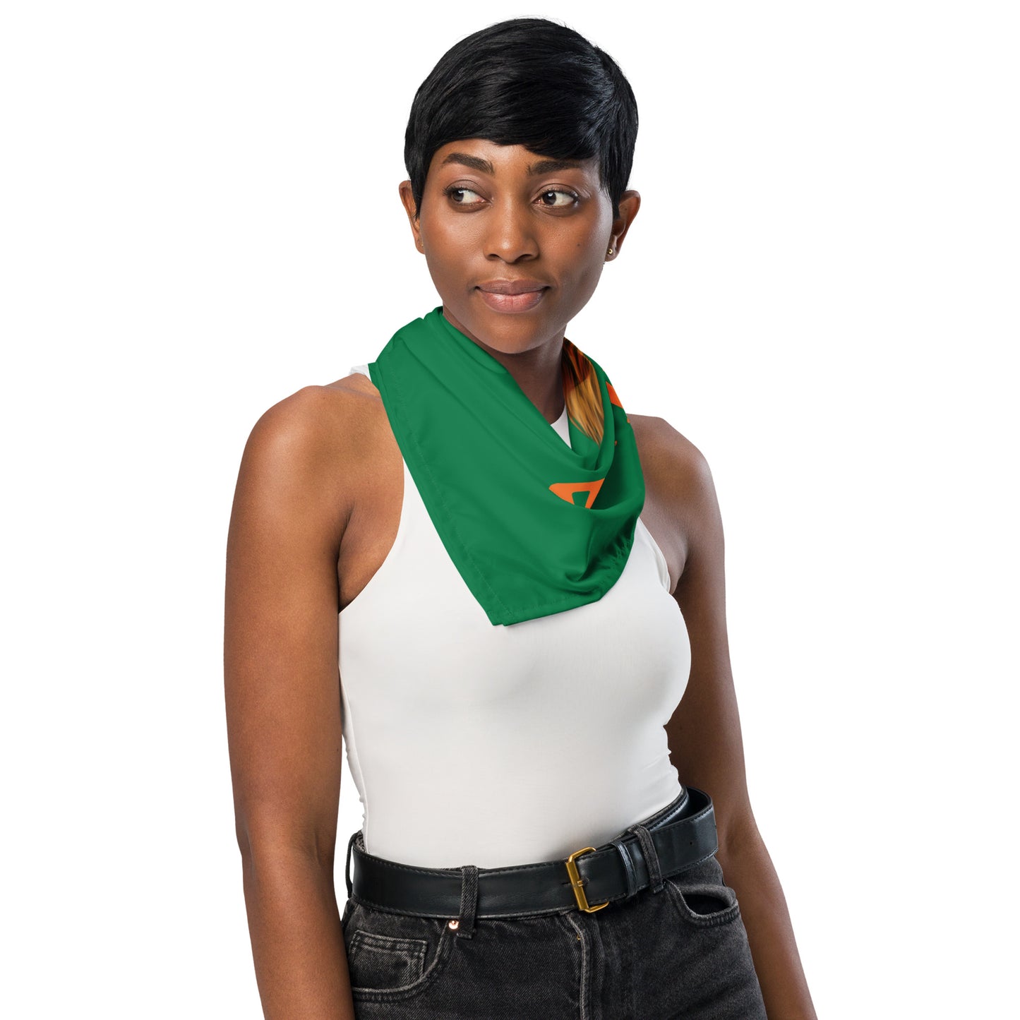 “I’AM STRONG!” Green All-Over Print Bandana W/Orange Font
