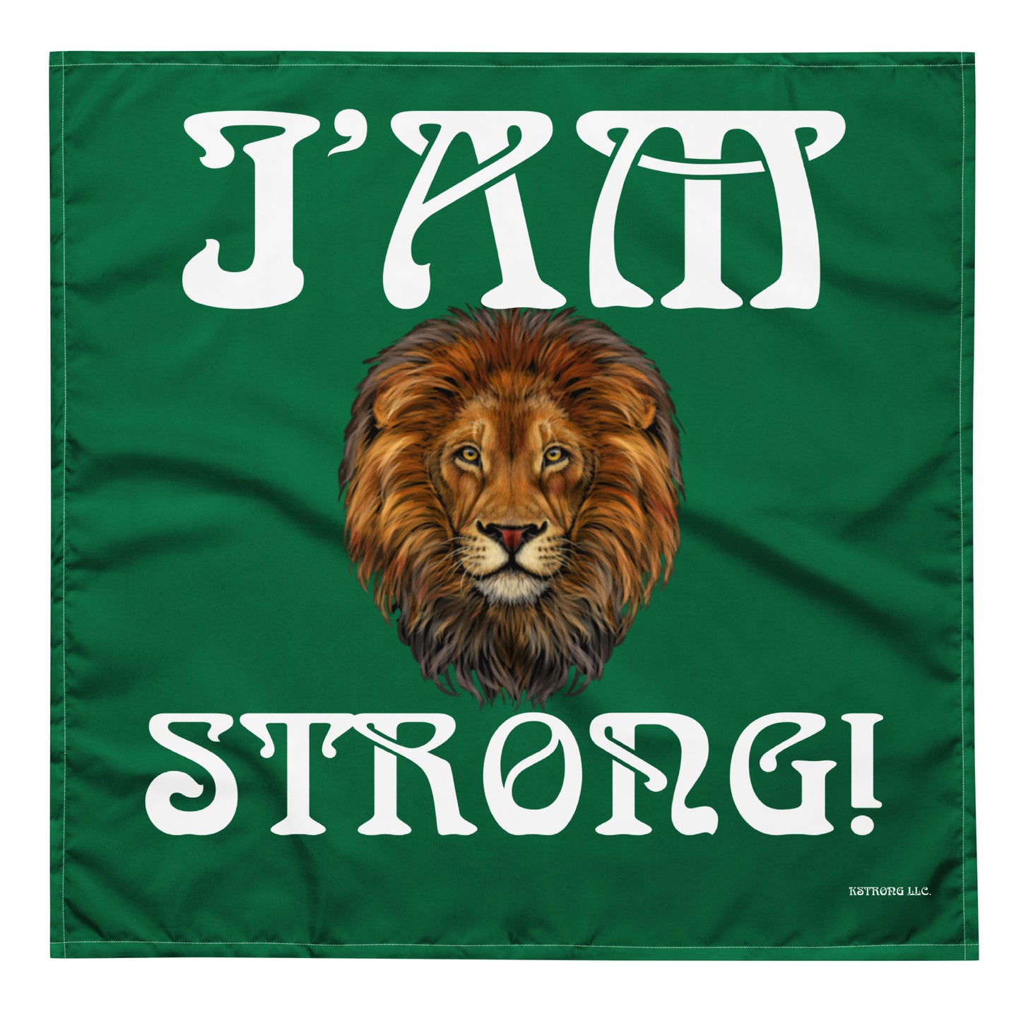 “I’AM STRONG!” Green All-Over Print Bandana W/White Font