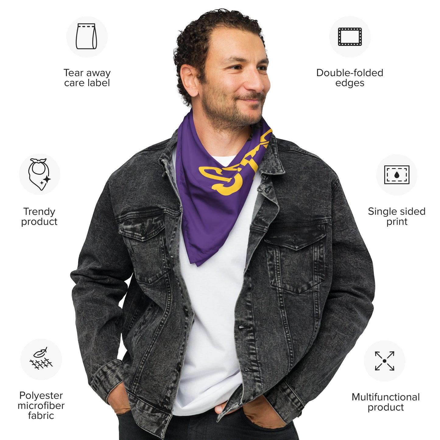 “I’AM STRONG!” Purple All-Over Print Bandana W/Yellow Font